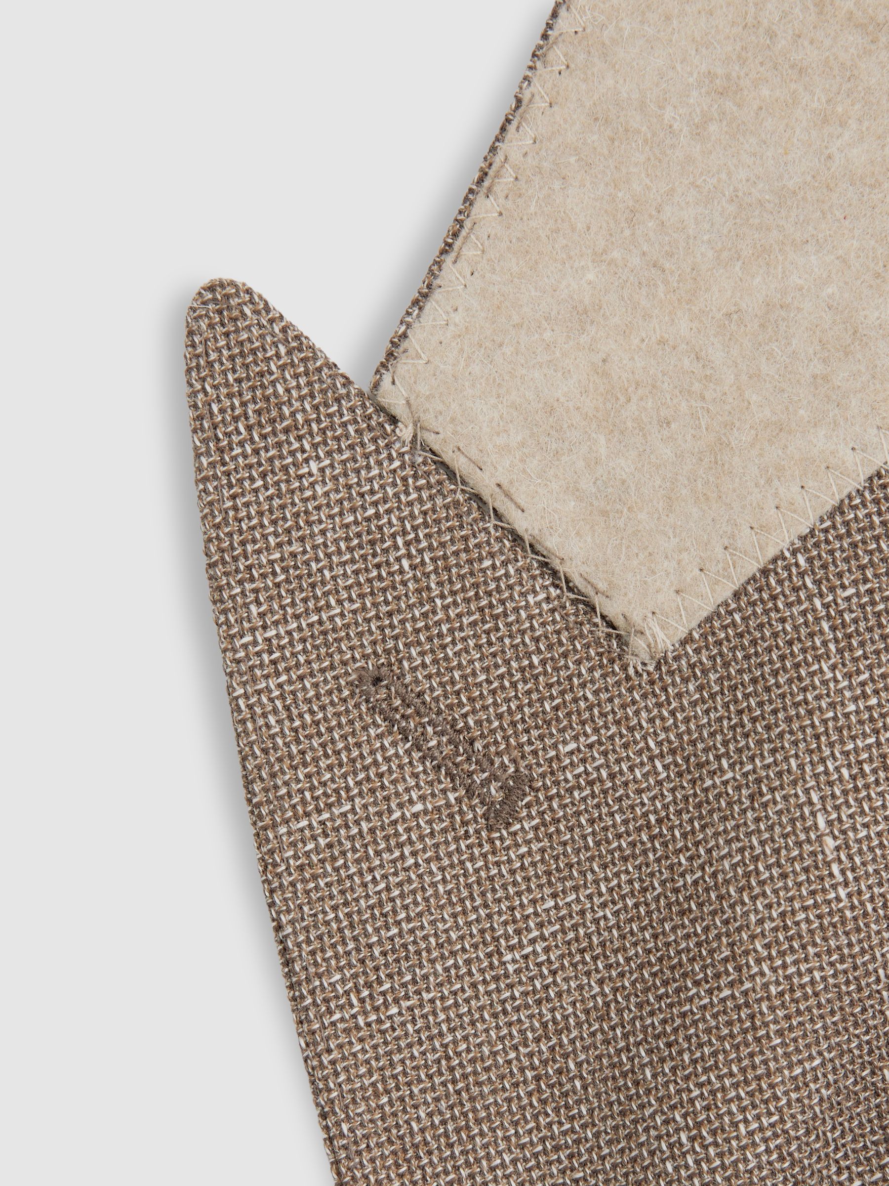 Clutch Mid Brown Wool Blend Textured Slub Single Breasted Blazer - Image 5 of 6