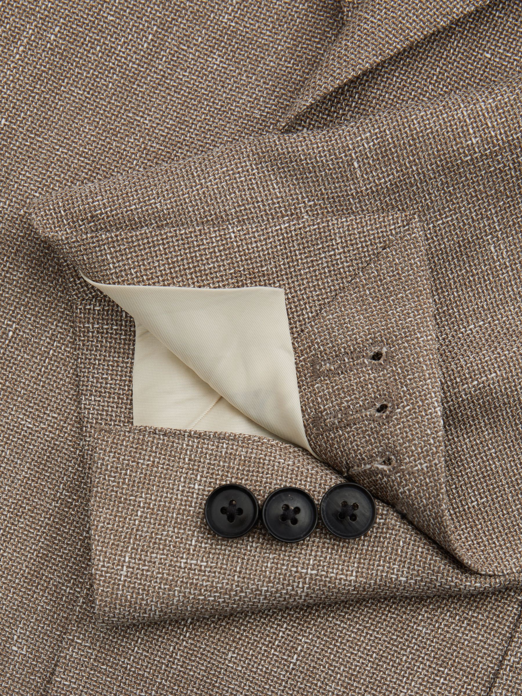 Clutch Mid Brown Wool Blend Textured Slub Single Breasted Blazer - Image 6 of 6