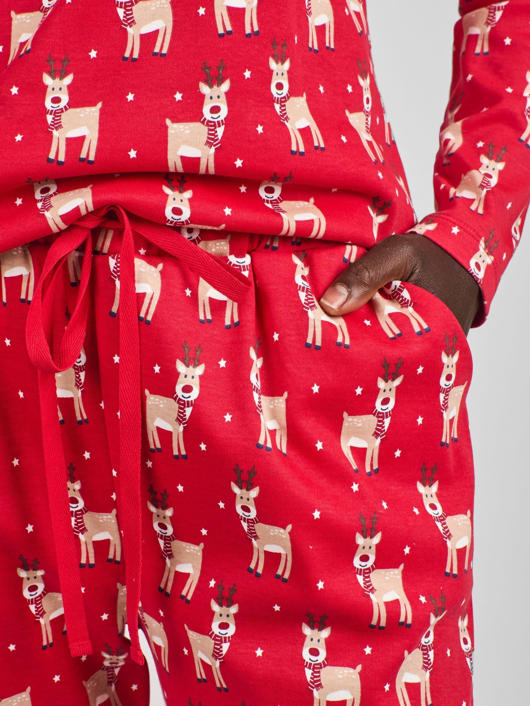 Red Womens Reindeer Print Pyjamas Set - Image 4 of 4
