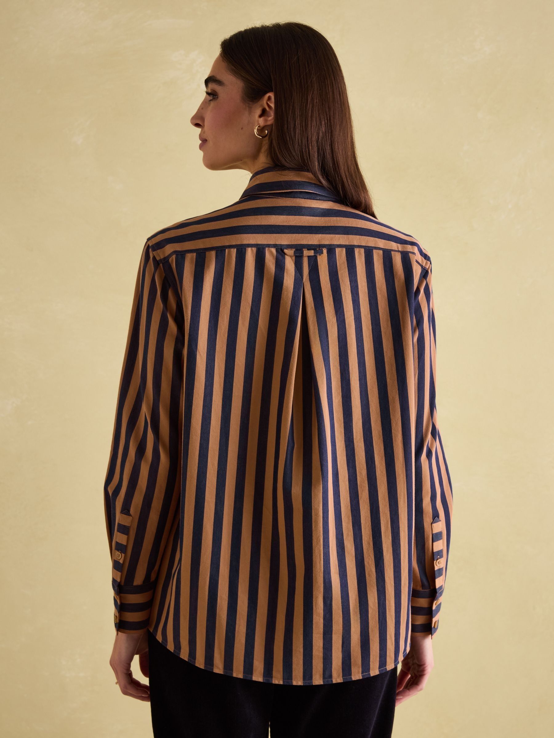 Amilla Navy & Tan Stripe Shirt - Image 2 of 6