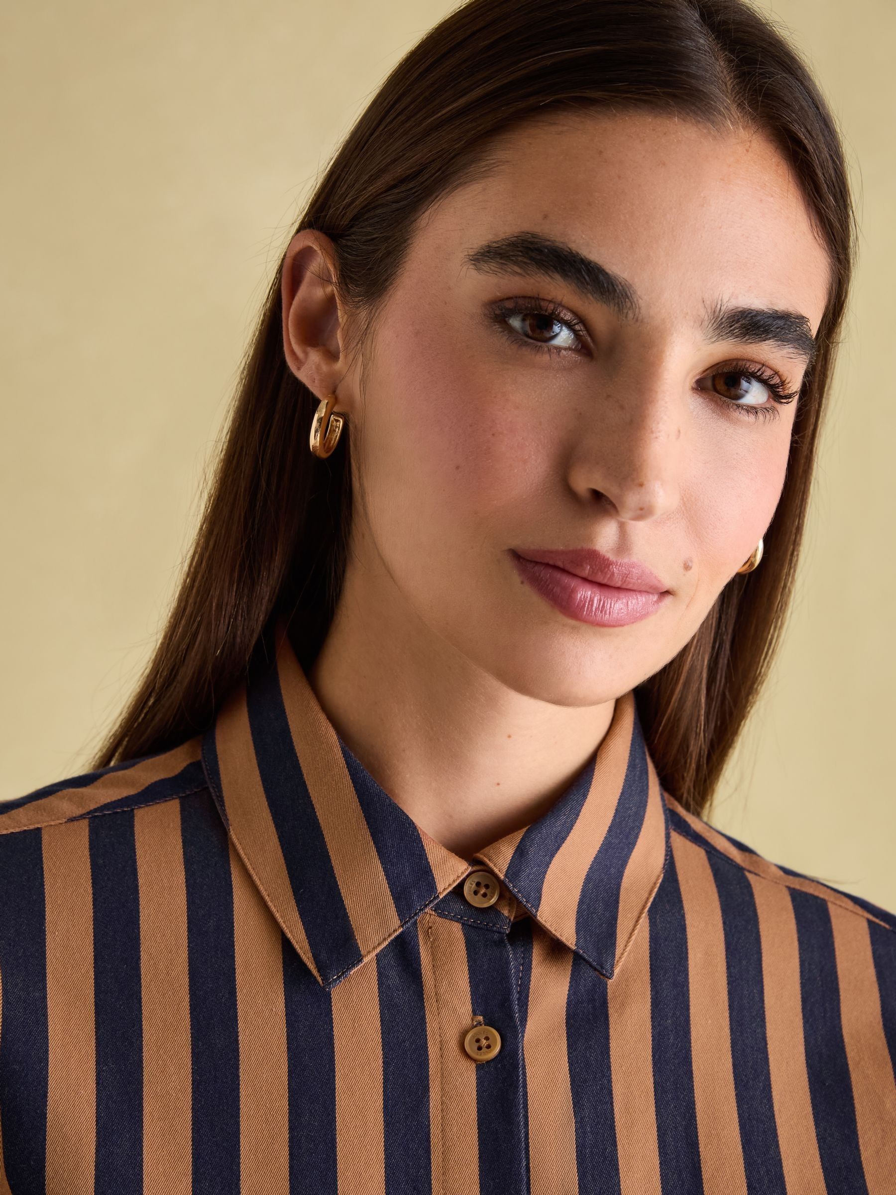 Amilla Navy & Tan Stripe Shirt - Image 5 of 6