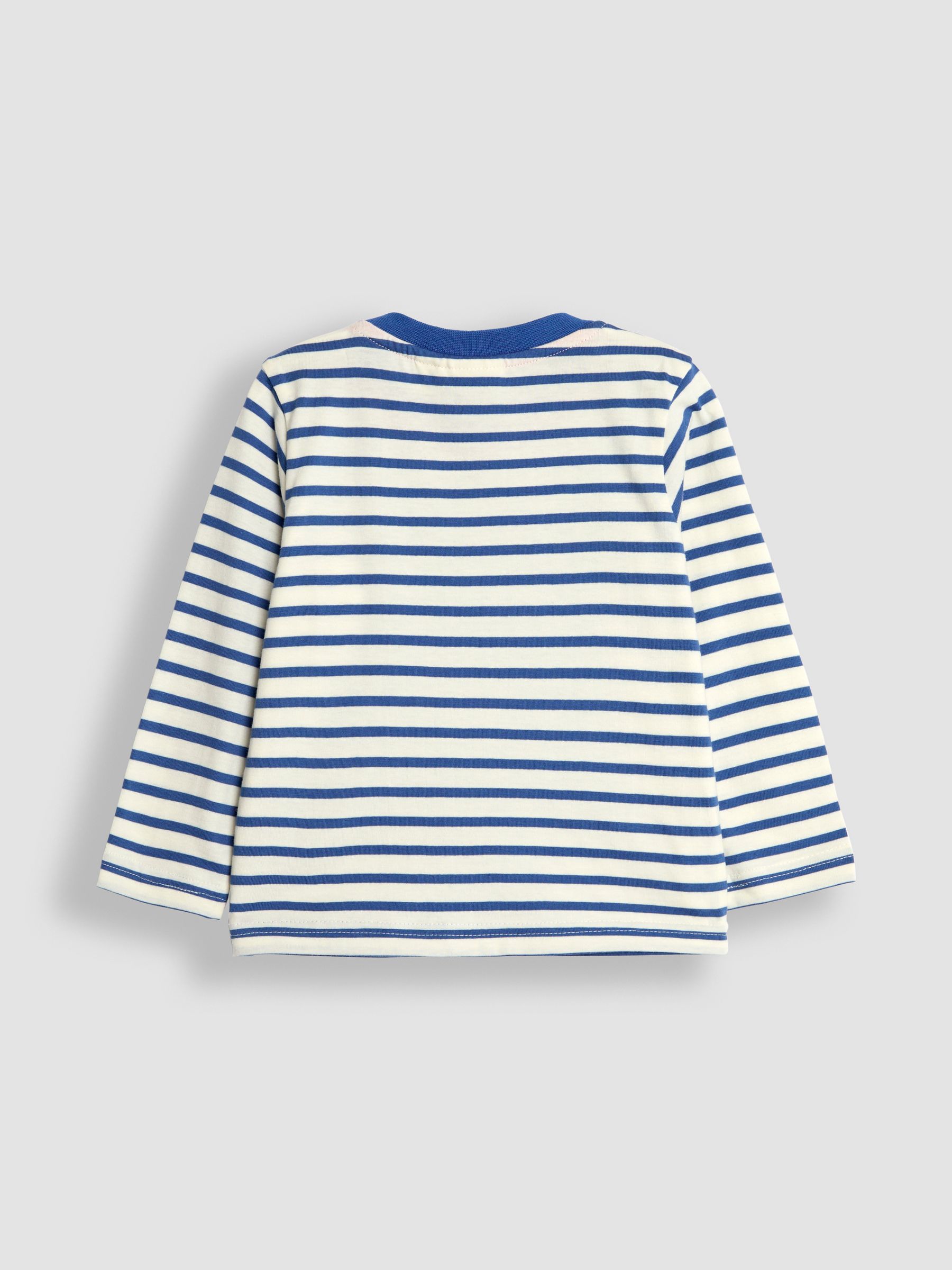 Ecru Blue Stripe Construction Appliqué Border Top - Image 2 of 3