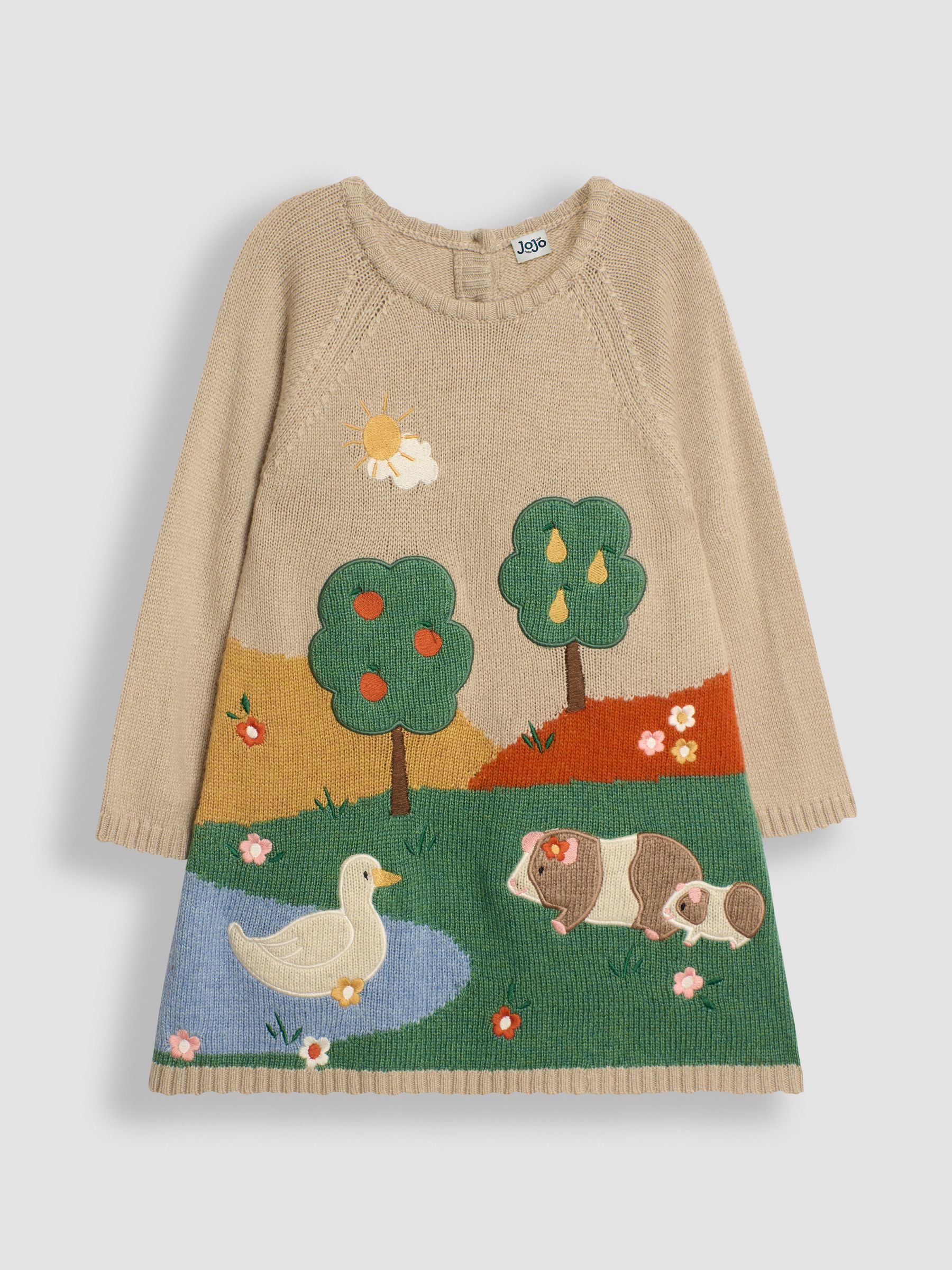Neutral Duck & Guinea Pig Scene Knitted Dress - Image 3 of 5