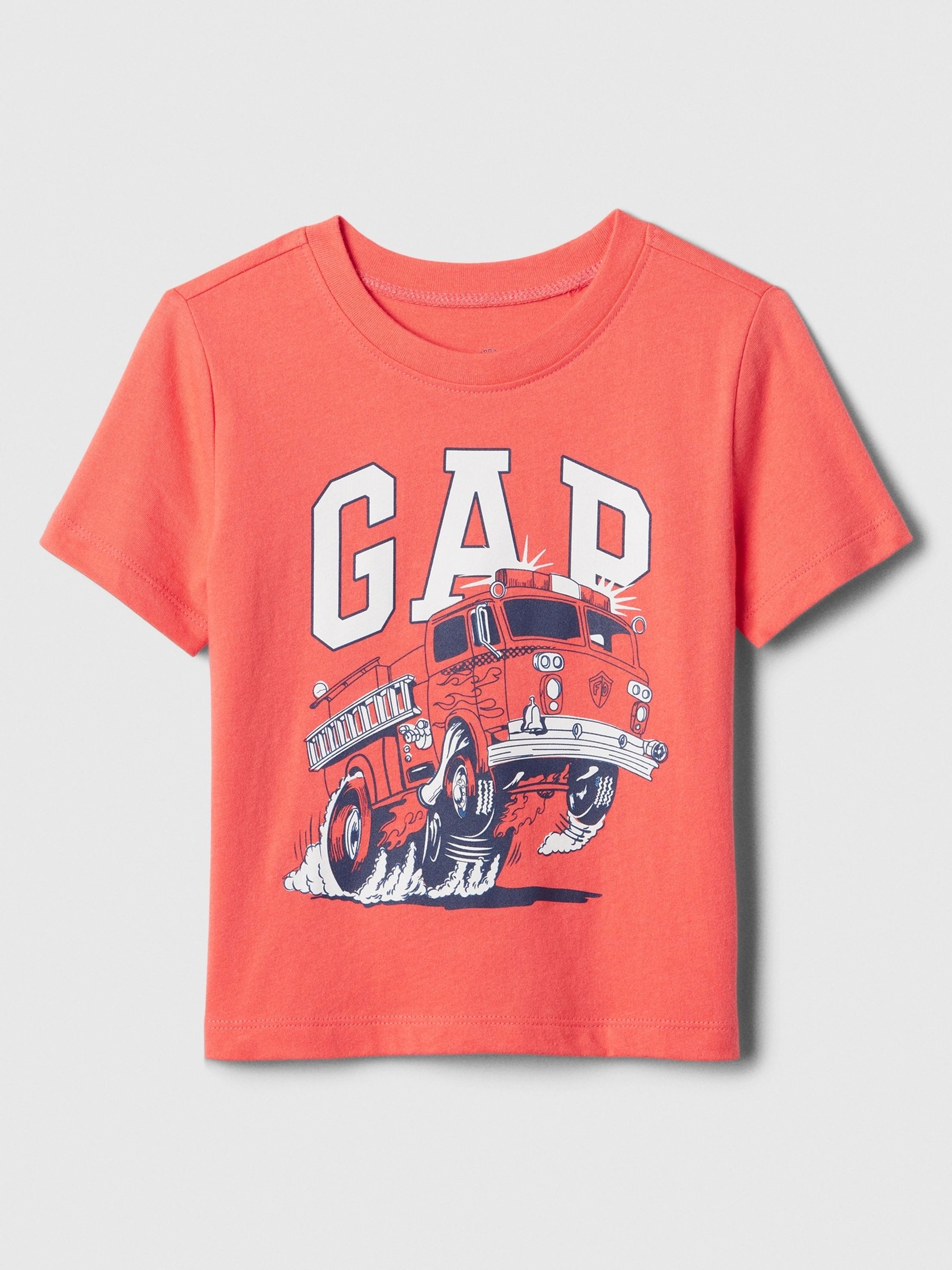 Red Fire Truck Graphic Logo Short Sleeve Crew Neck T-Shirt (Newborn-5yrs) - Image 1 of 2