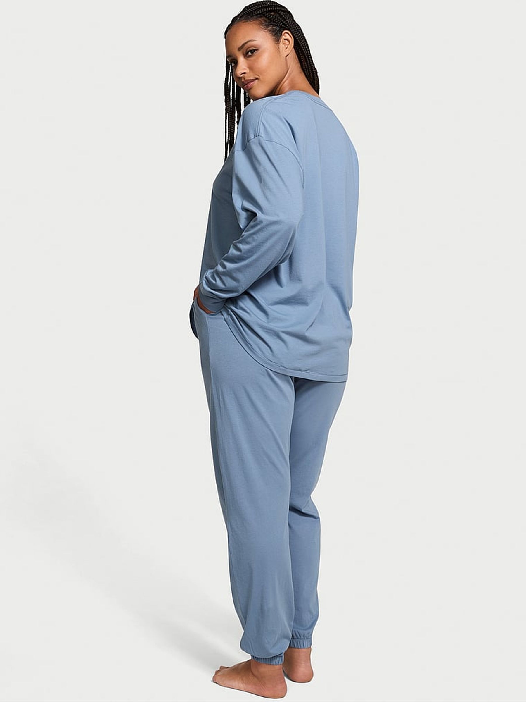 Blue Faded Denim Cotton Long Pyjama Set - Image 2 of 3