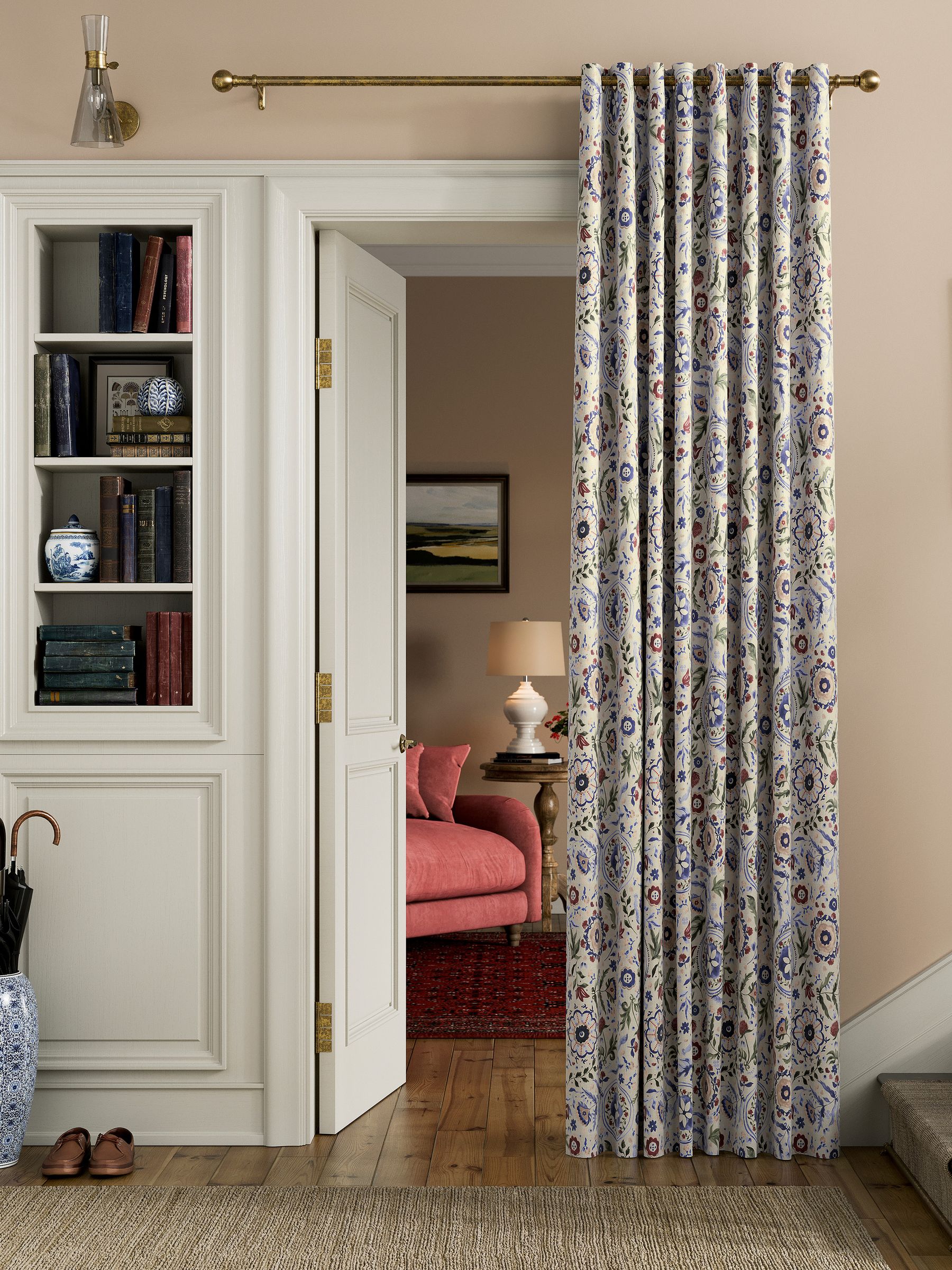 Festival Flowers Set of 2 Cream Multi Blackout Eyelet Curtains - Image 2 of 4