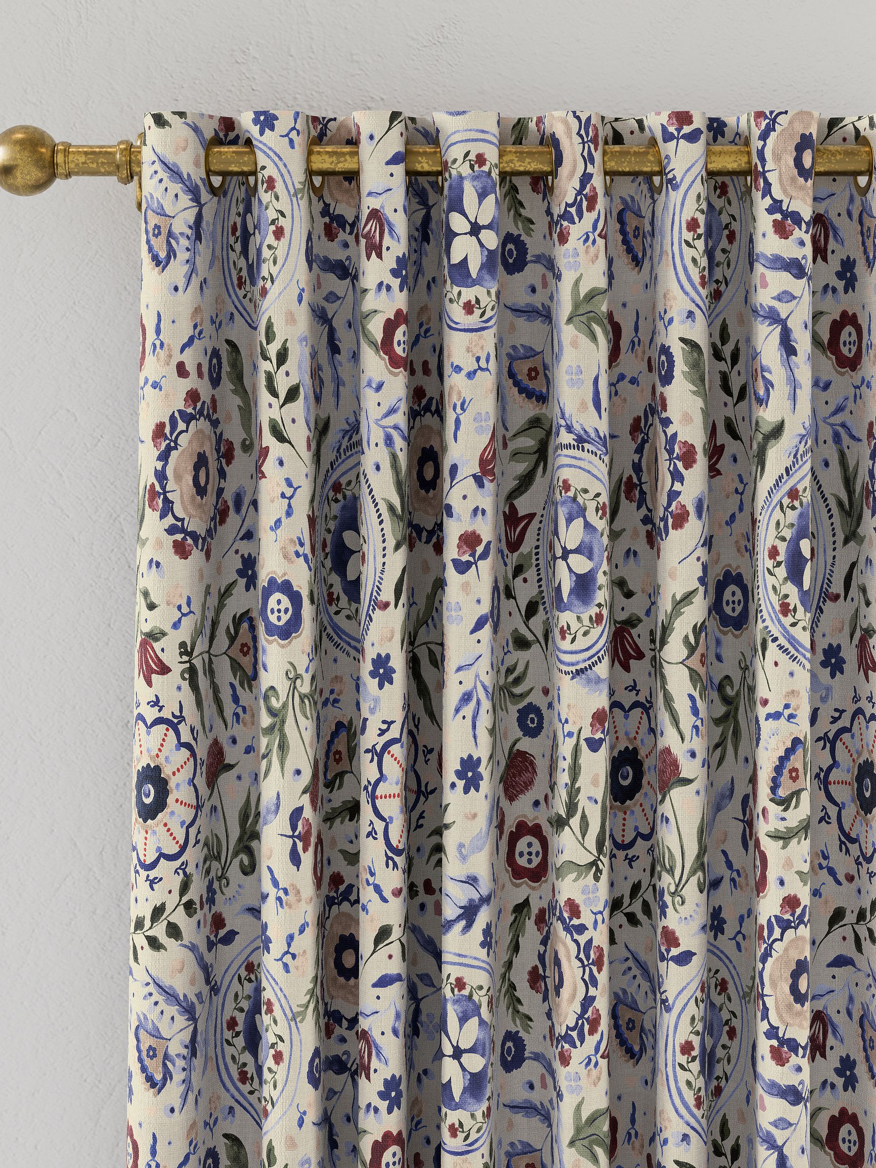 Festival Flowers Set of 2 Cream Multi Blackout Eyelet Curtains - Image 3 of 4