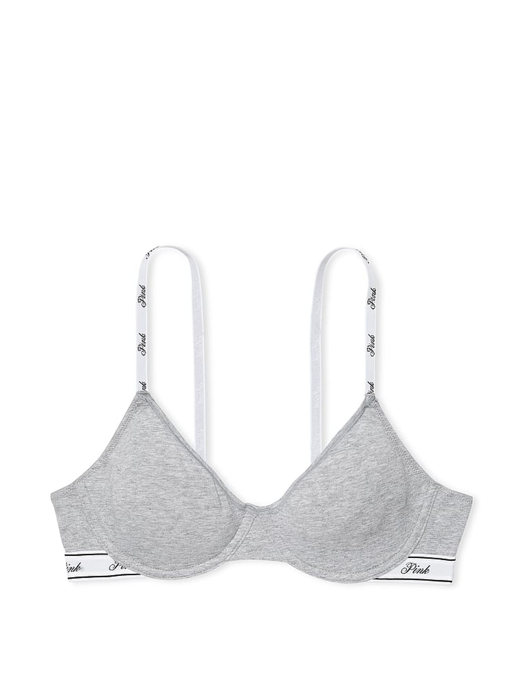 Grey Heather Cotton Logo Unlined Scoop Bra - Image 3 of 3