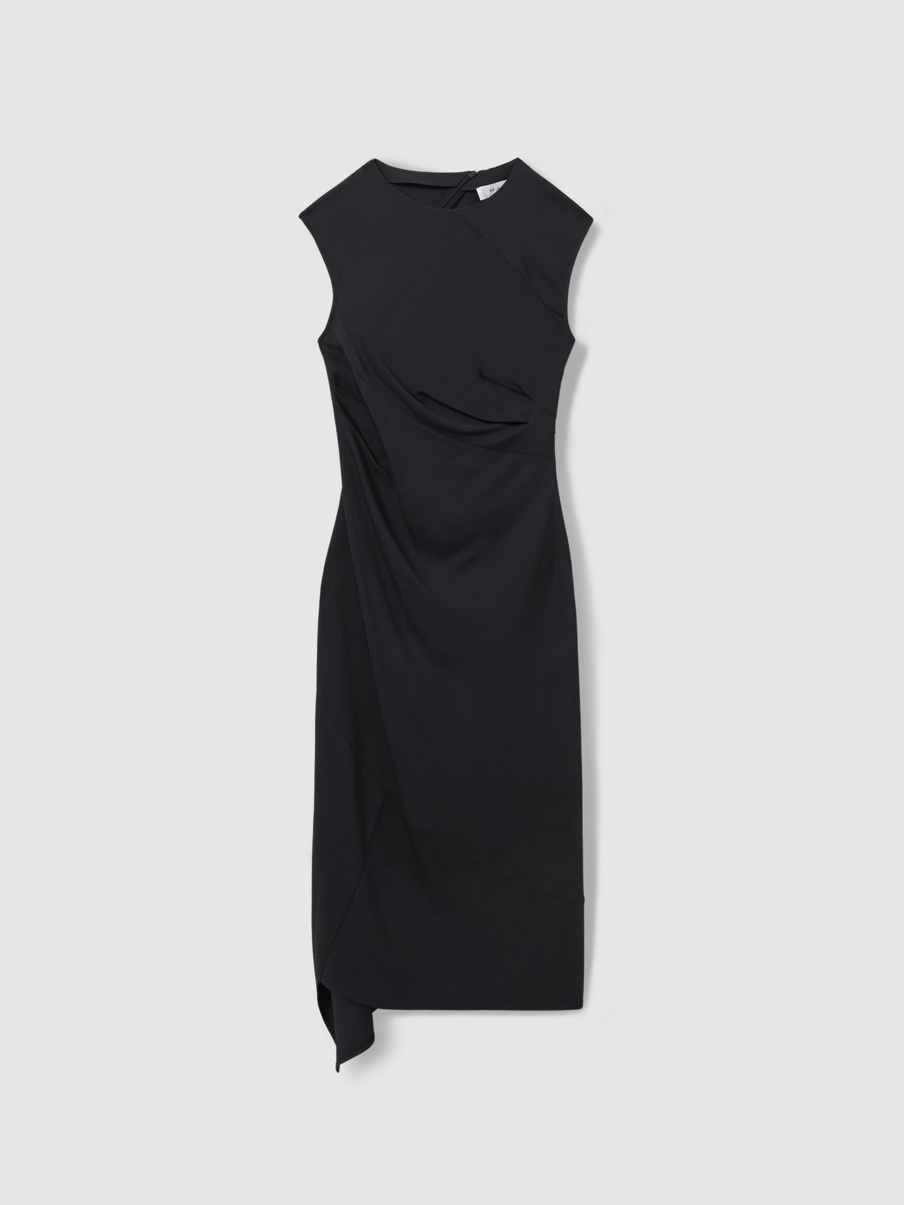 Bodycon Ruched Midi Dress in Navy - Image 2 of 6