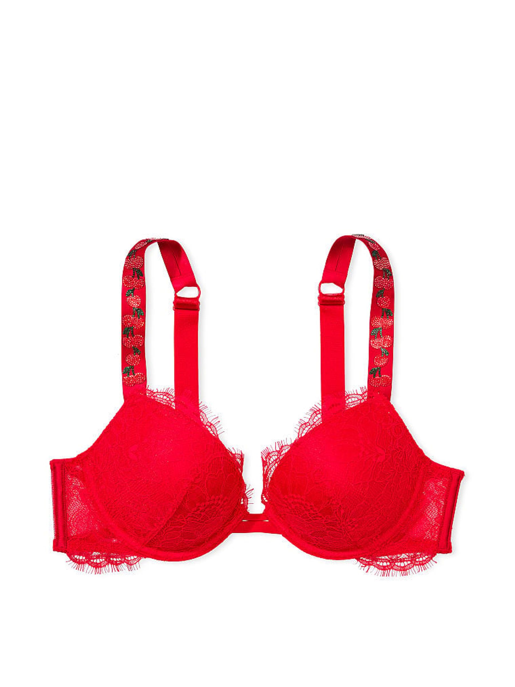 Cherry Red Shine Strap Push Up Bra - Image 3 of 4