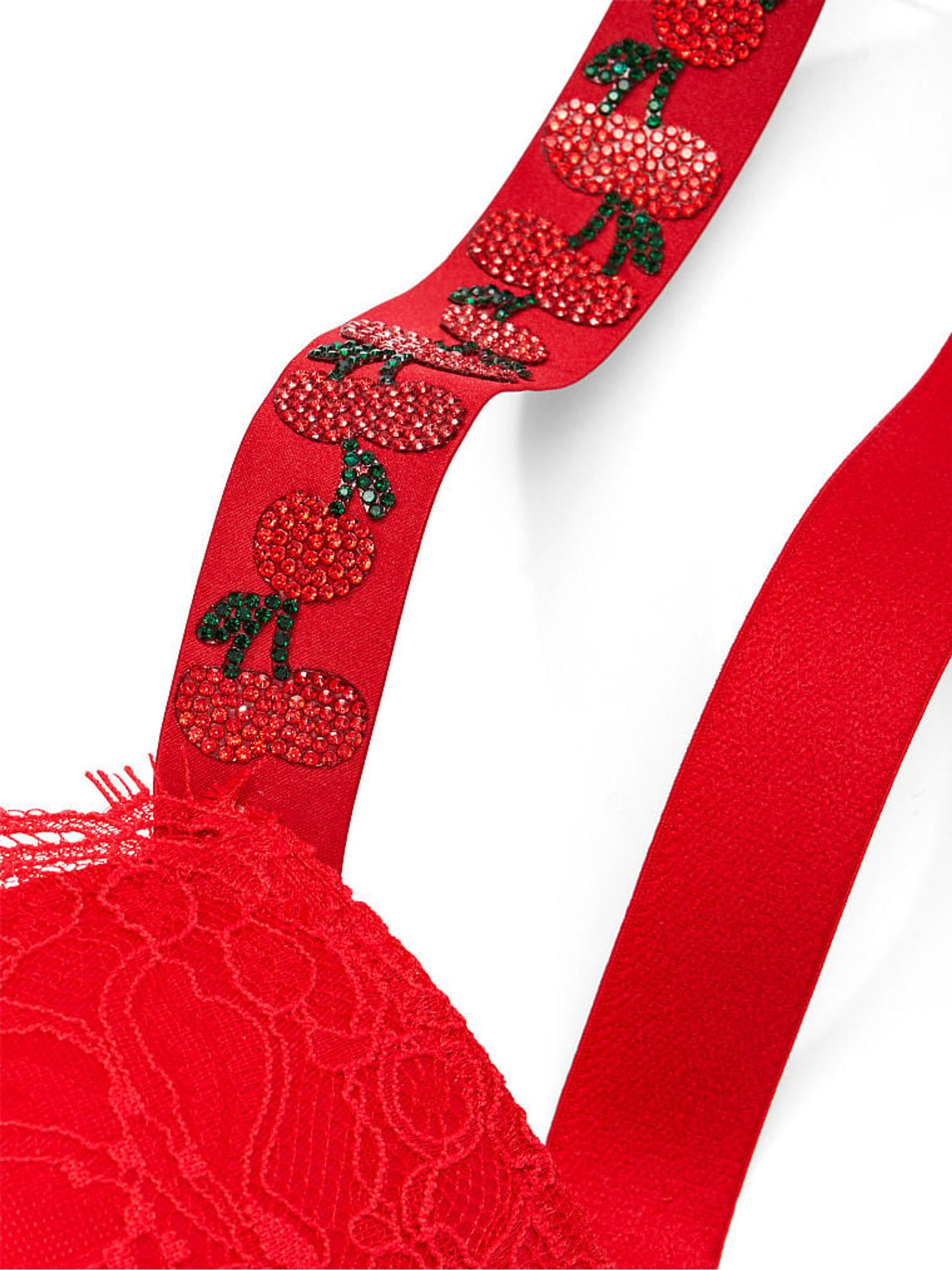 Cherry Red Shine Strap Push Up Bra - Image 4 of 4