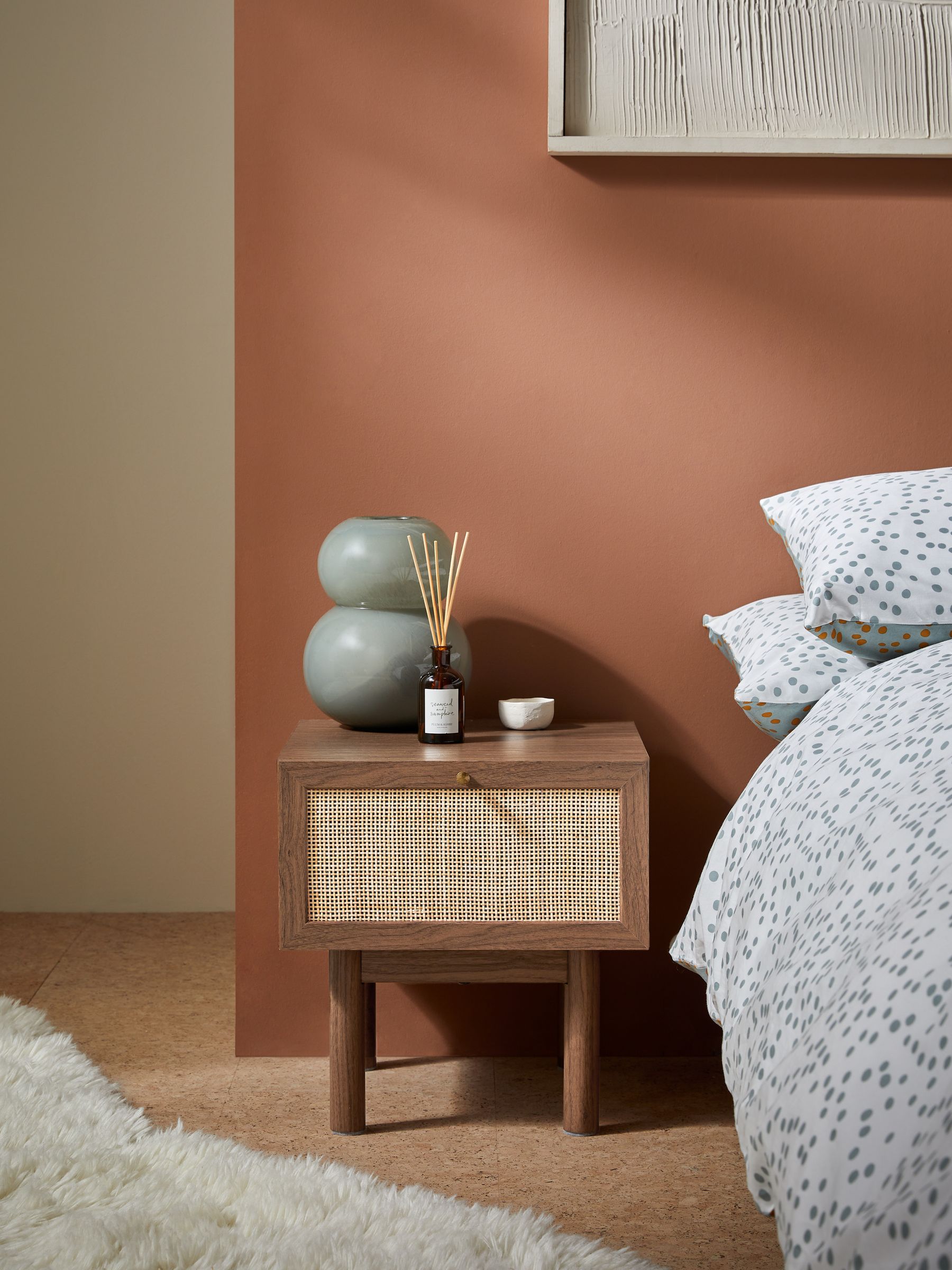 Pavia Rattan Bedside Table in Dark Oak Effect - Image 2 of 6