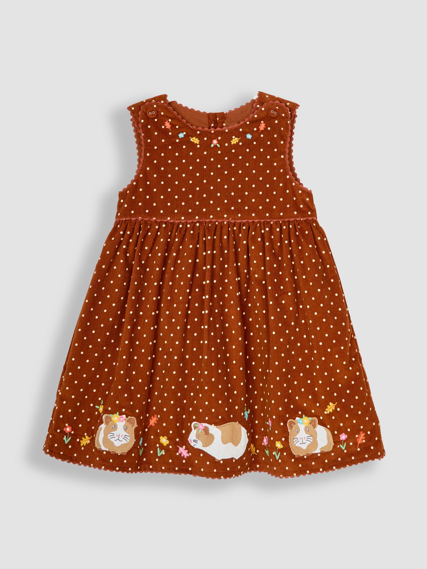 Brown Guinea Pig Apploque Cord Dress - Image 1 of 3