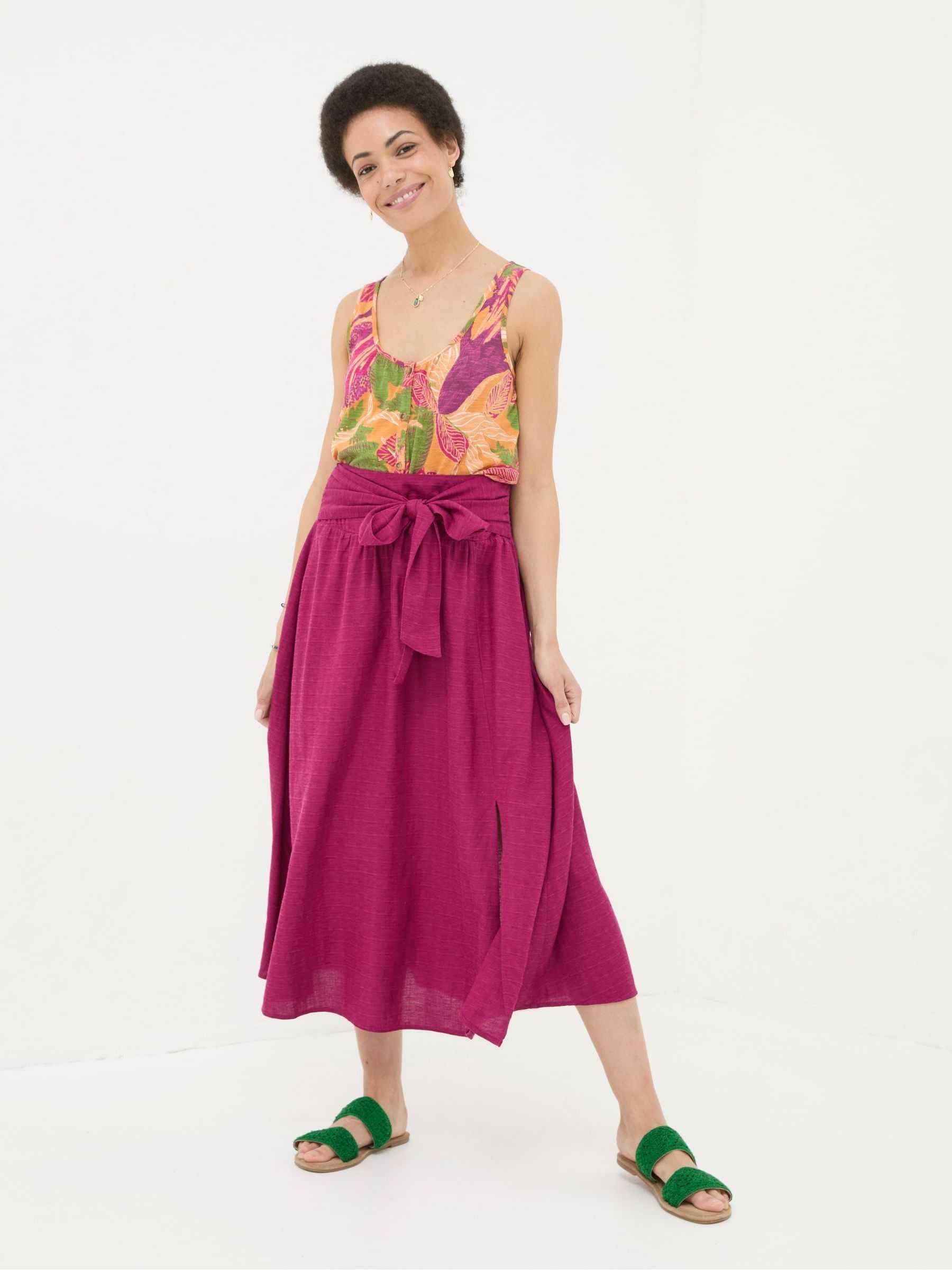 Sascha Purple Midi Skirt With Linen - Image 2 of 6