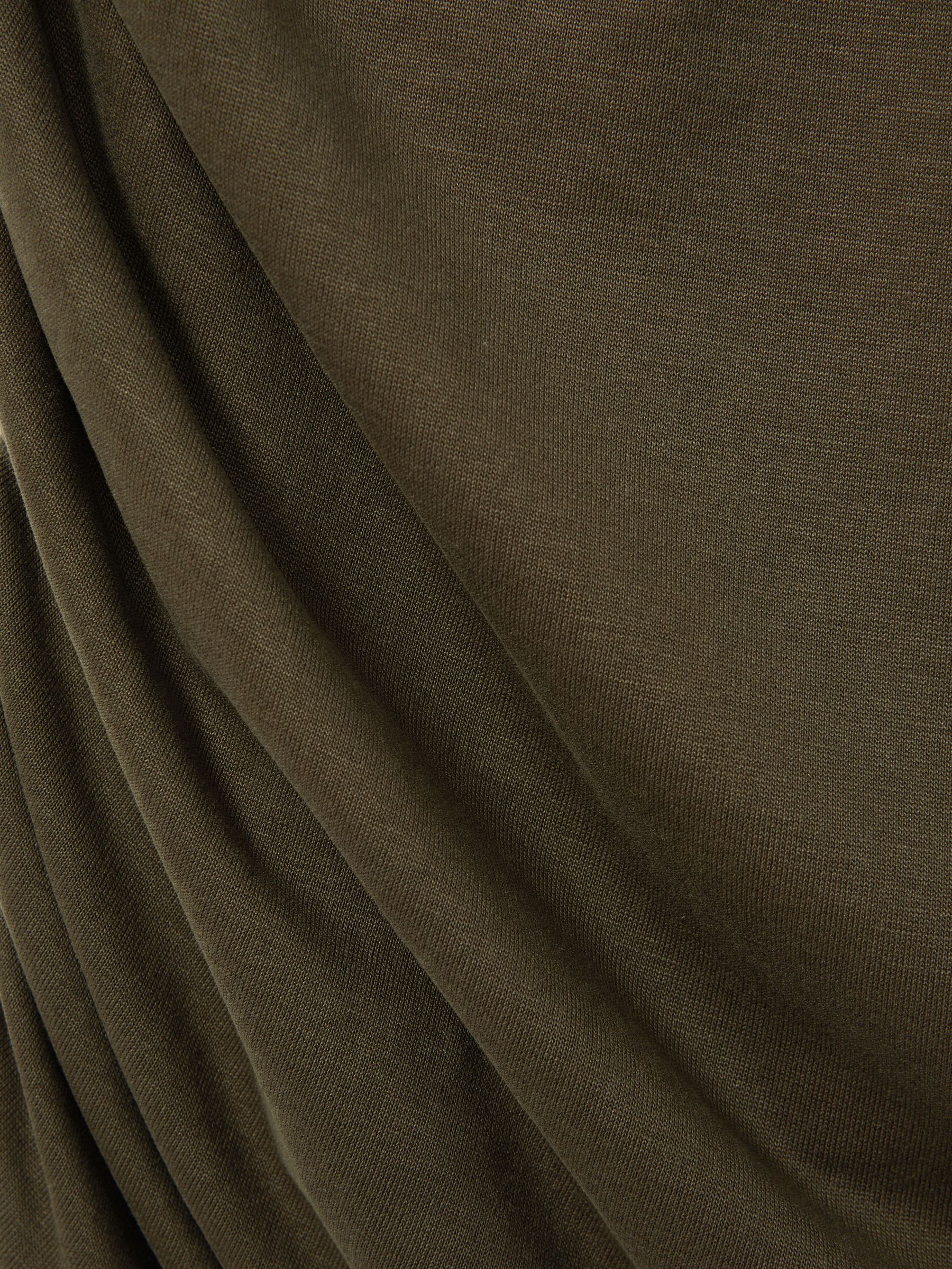 Victoria Khaki Ruched Jersey Open-Collar Mini Dress - Image 6 of 6