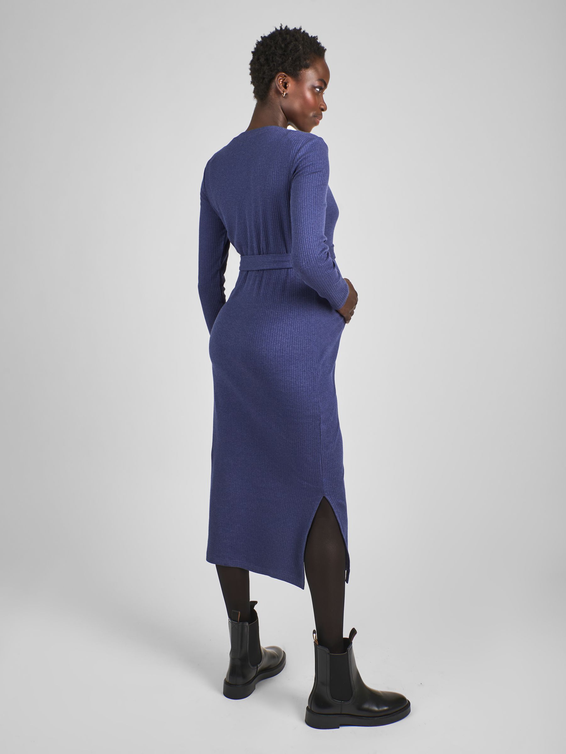 Blue Ribbed Jersey Maternity Dress - Image 2 of 5