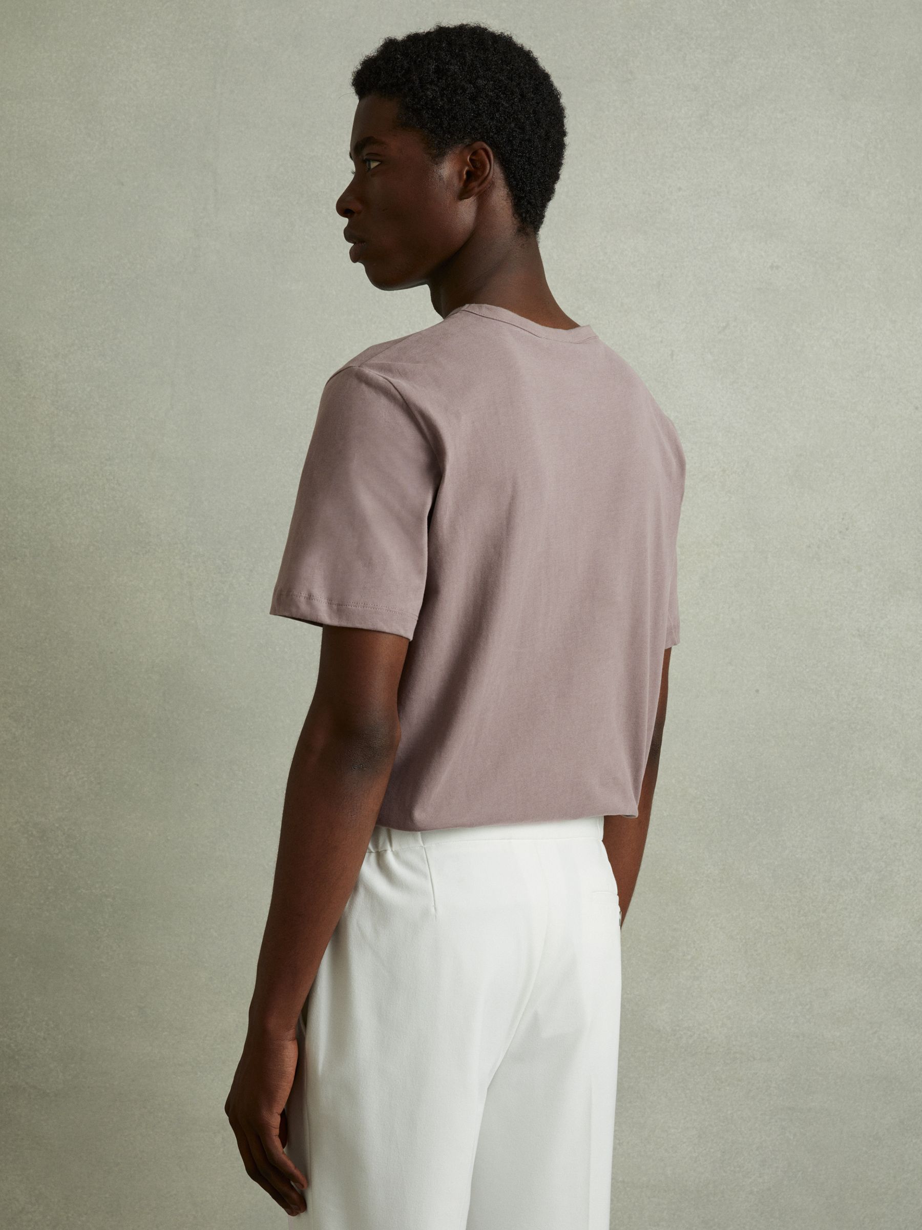 Cotton Crew Neck T-Shirt in Opal Grey - Image 5 of 6