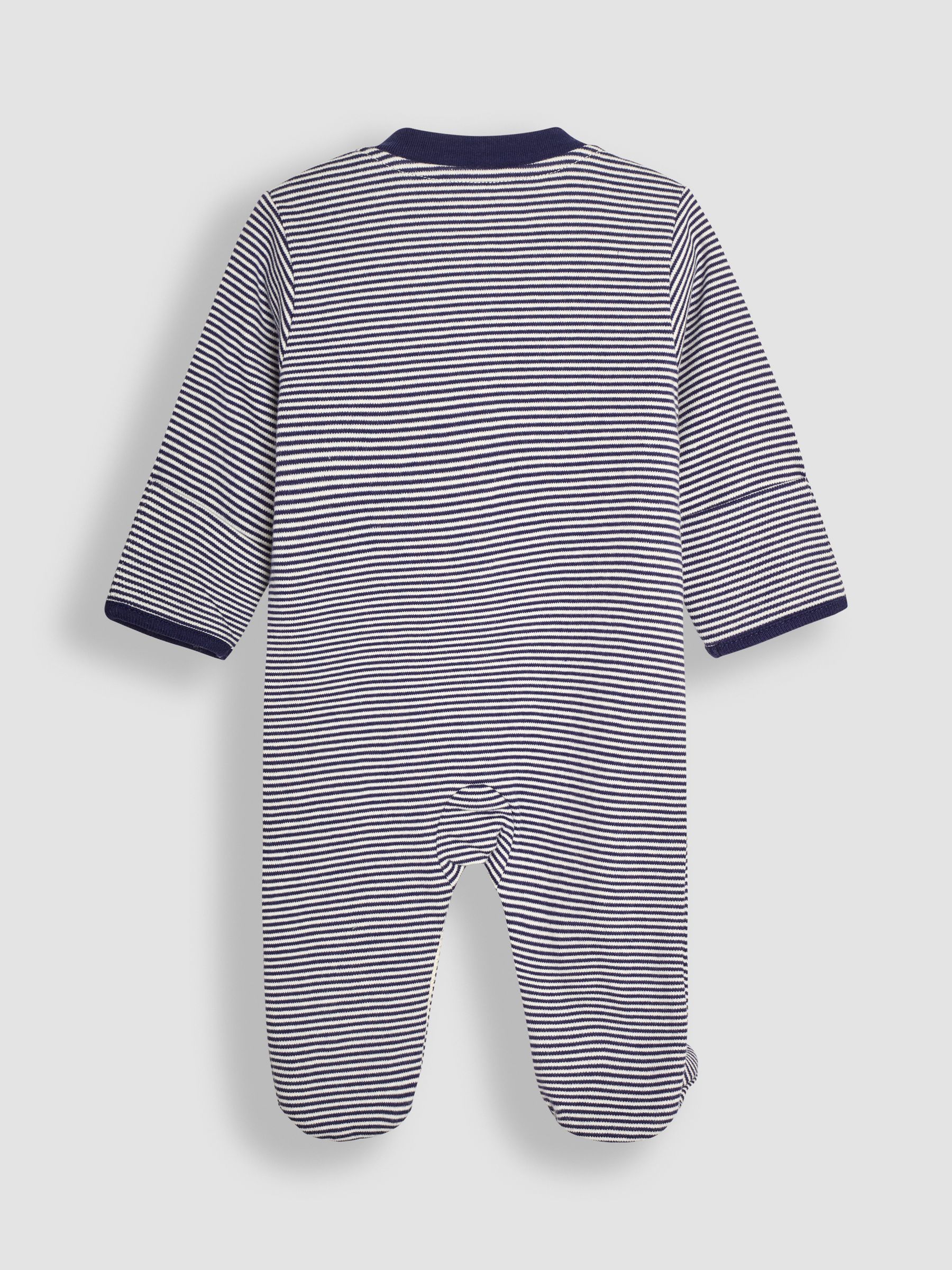 Navy Car Embroidered Cotton Baby Sleepsuit - Image 2 of 3