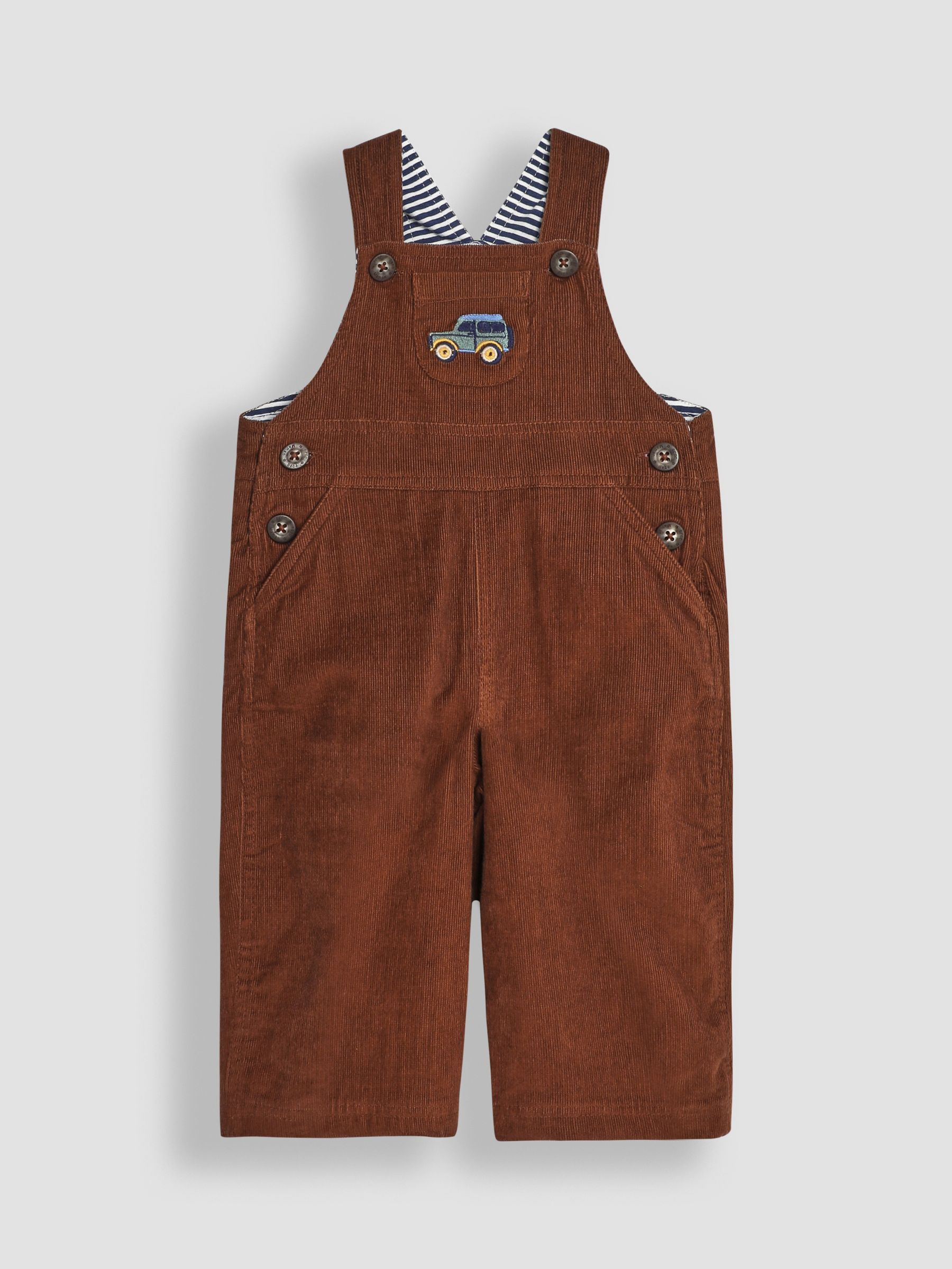 Toffee Embroidered Cord Dungarees - Image 1 of 3