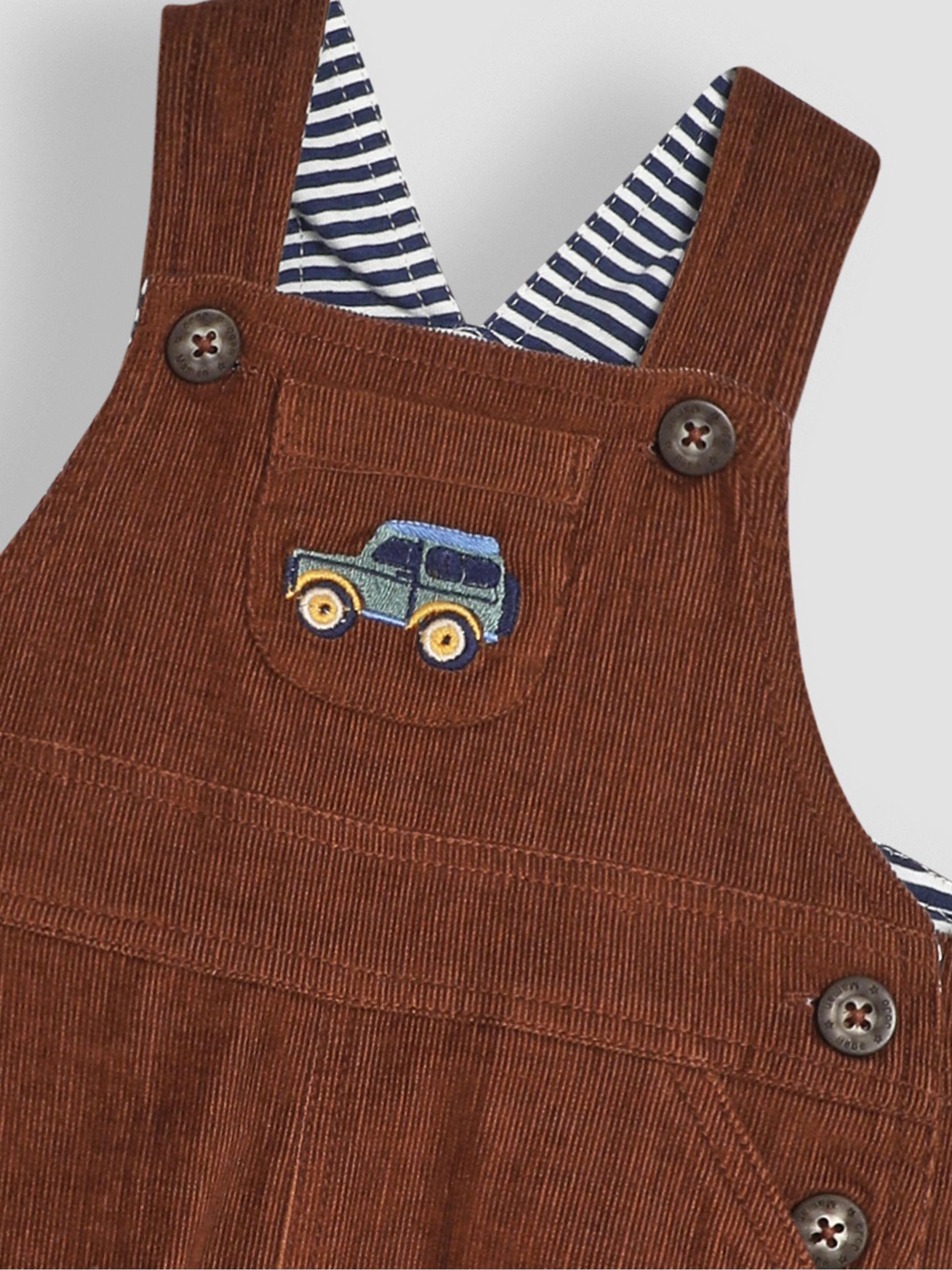 Toffee Embroidered Cord Dungarees - Image 3 of 3