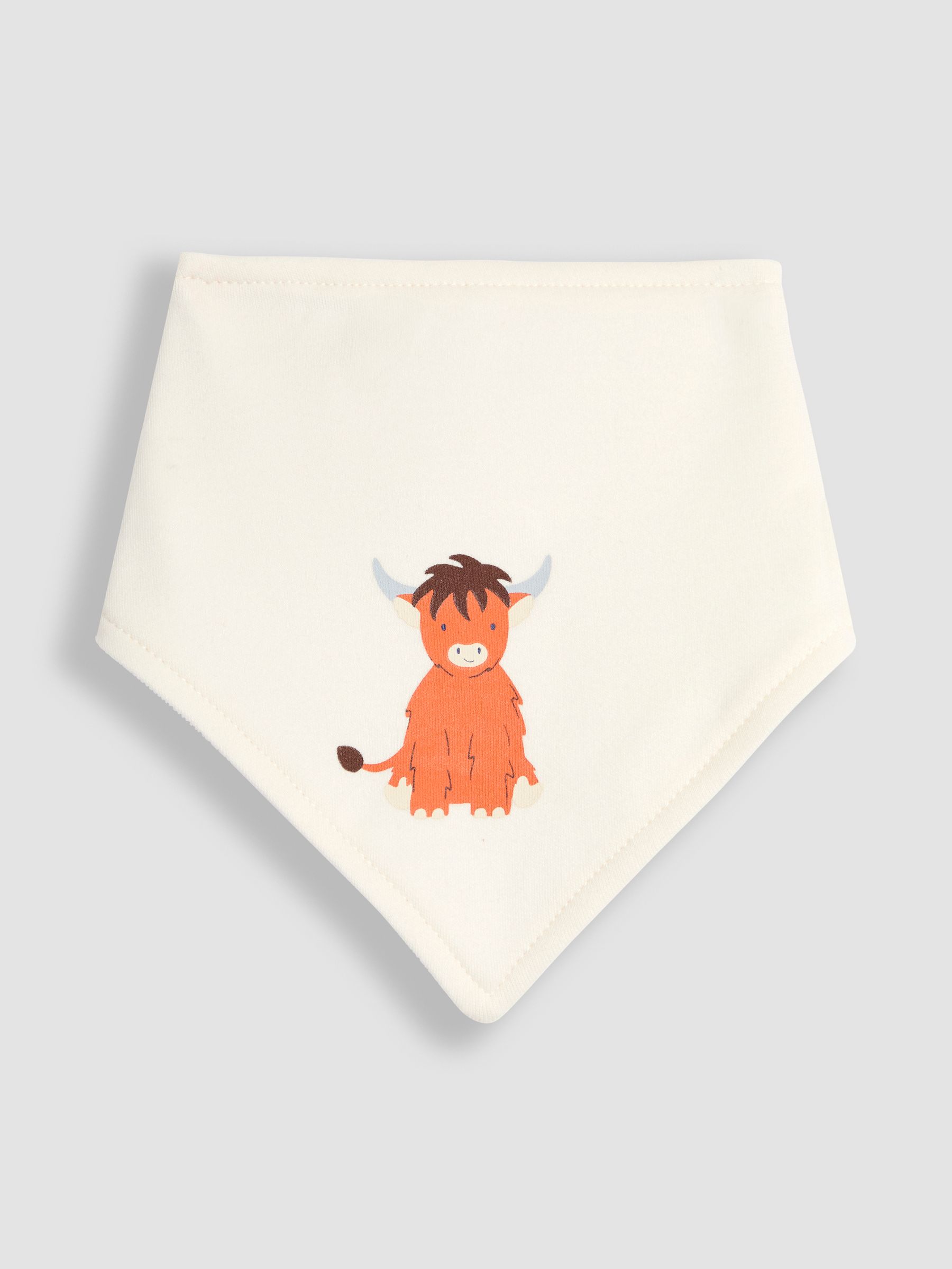 Ecru Highland Cow Dribble Bibs 3 Pack - Image 2 of 8