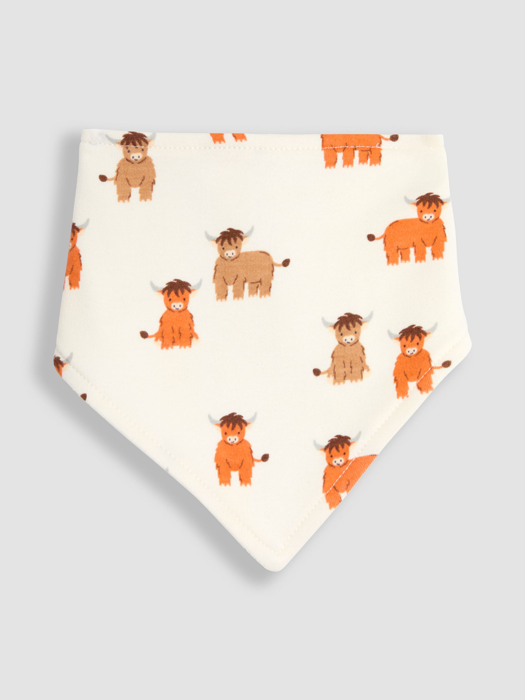 Ecru Highland Cow Dribble Bibs 3 Pack - Image 4 of 8