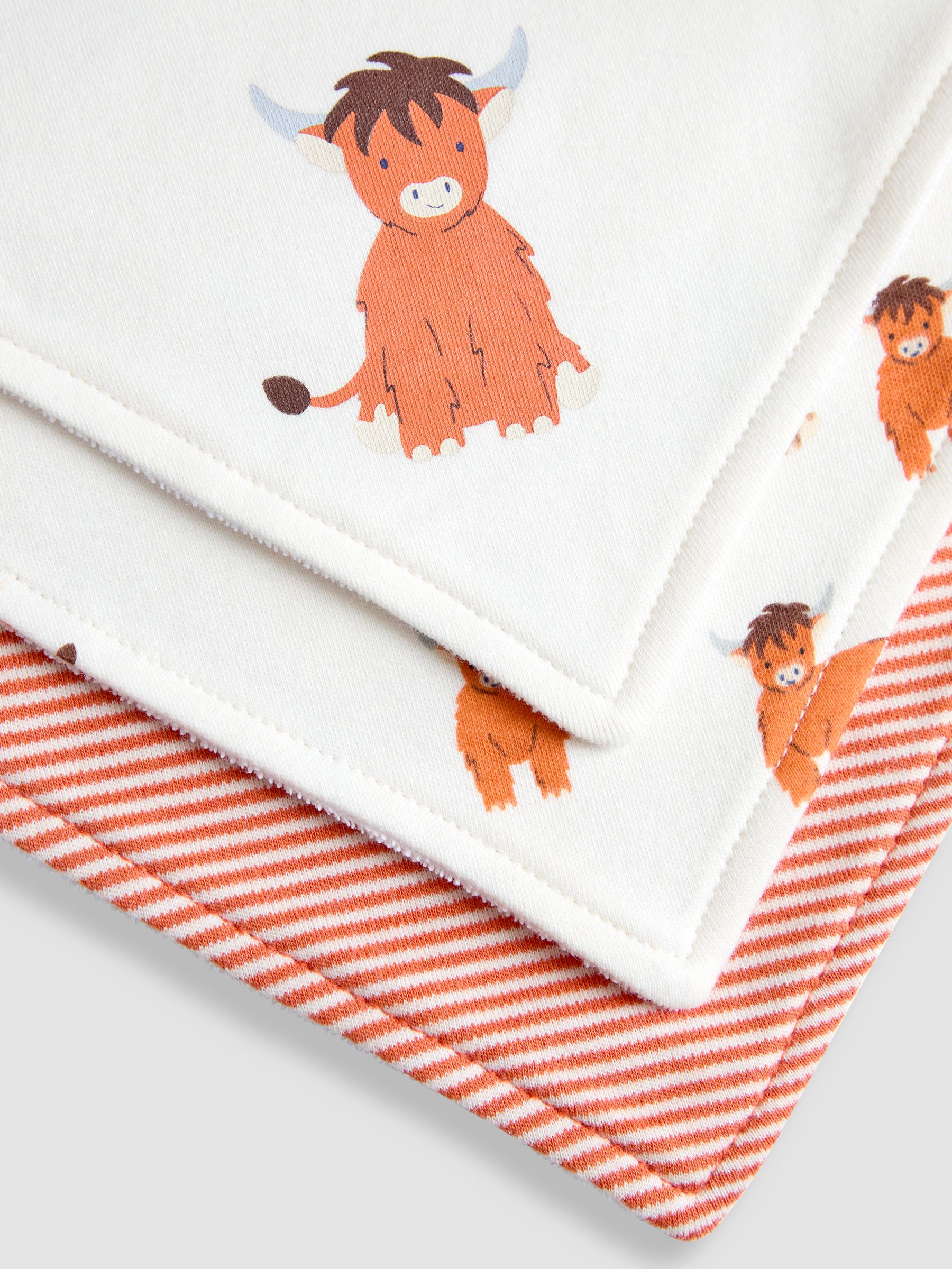 Ecru Highland Cow Dribble Bibs 3 Pack - Image 8 of 8