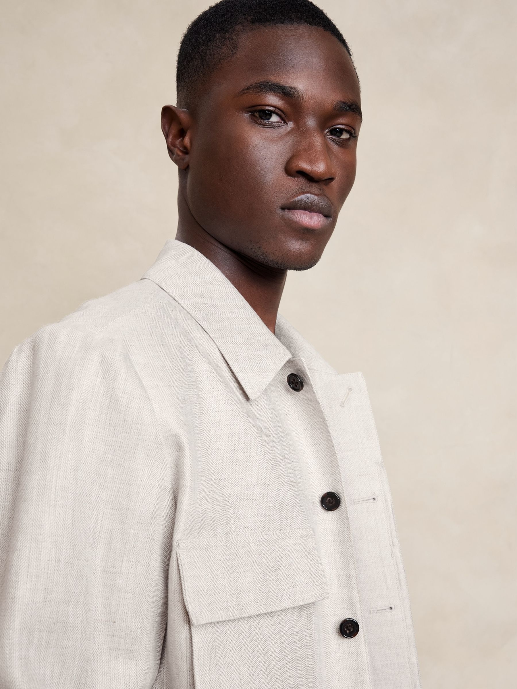 Banana Republic Beige Seacliff Linen Shirt Jacket - Image 3 of 5