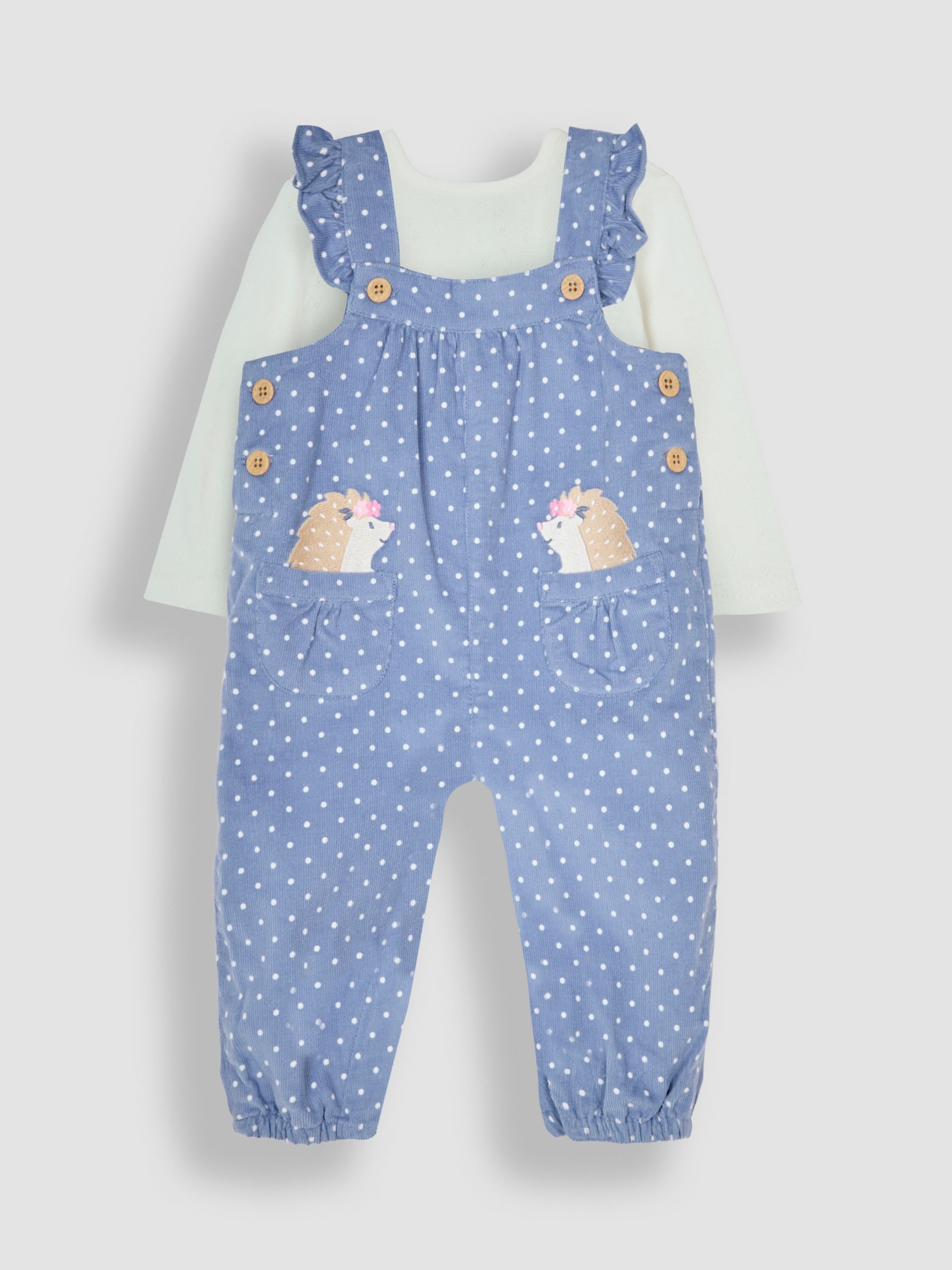 Blue Hedgehog Appliqué Cord Dungarees & Top Set - Image 1 of 6