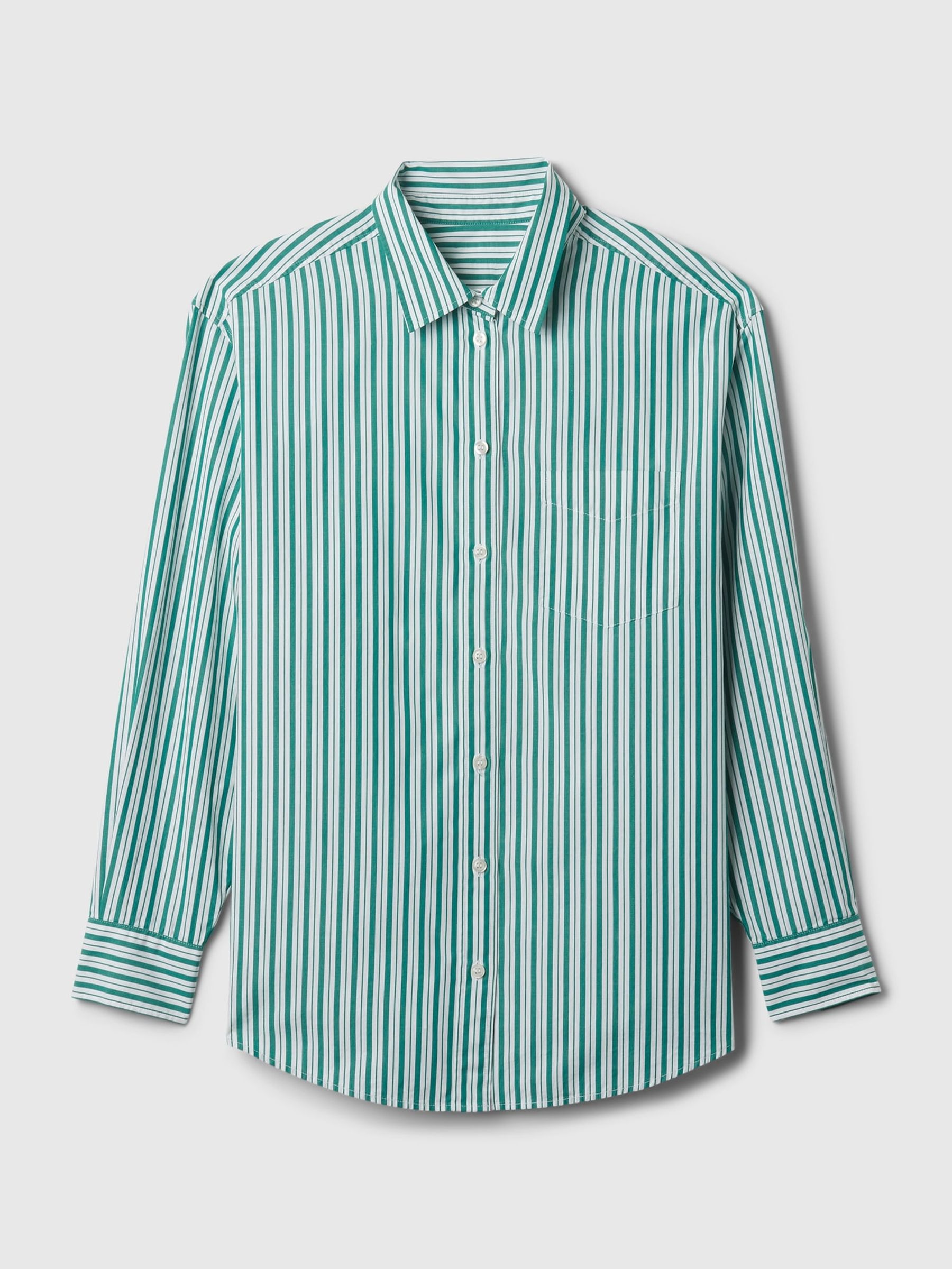 Green Stripe Organic Cotton Oversized Long Sleeve Shirt - Image 4 of 4