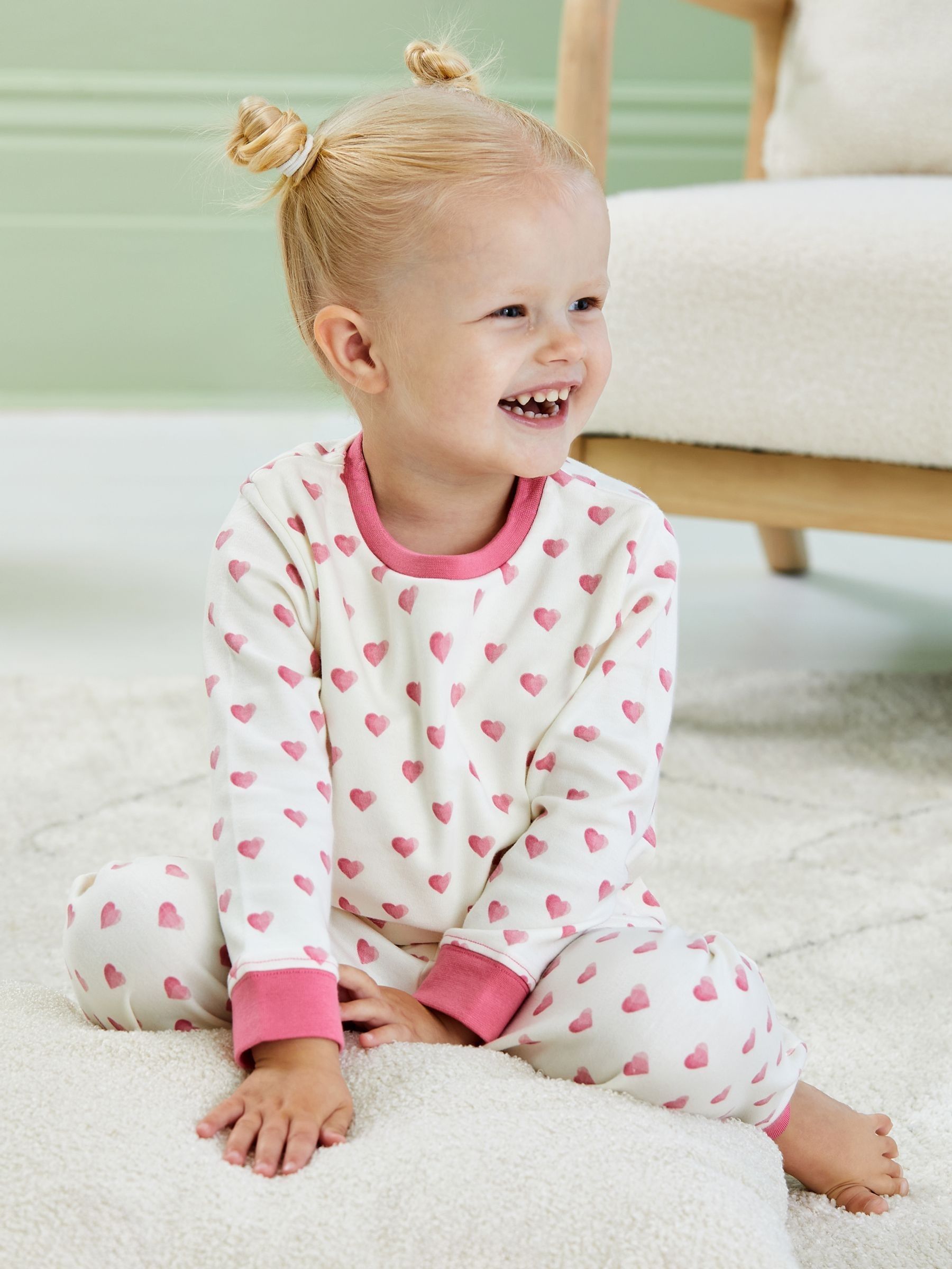 Cream Heart Jersey Pyjamas - Image 1 of 7
