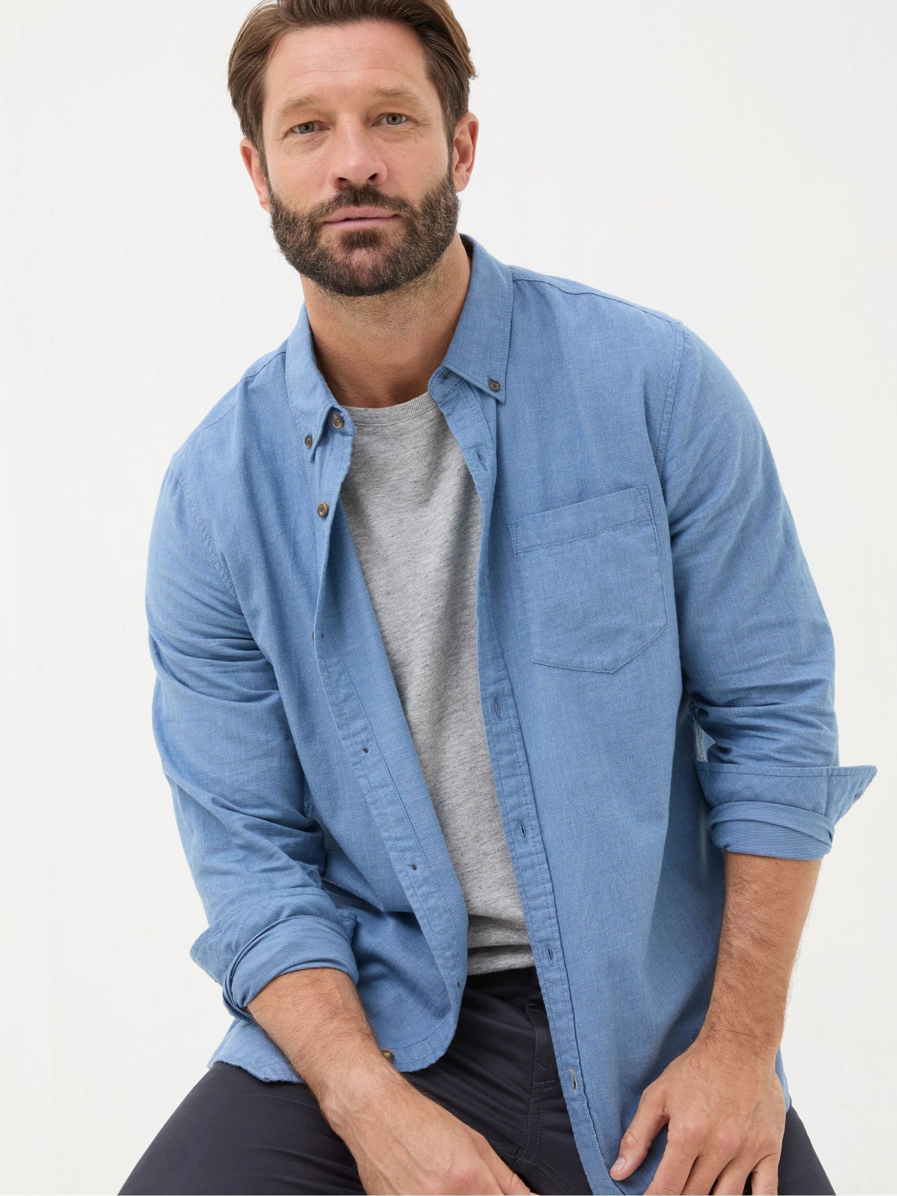 Light Blue Long Sleeve Tadlow Shirt - Image 4 of 6