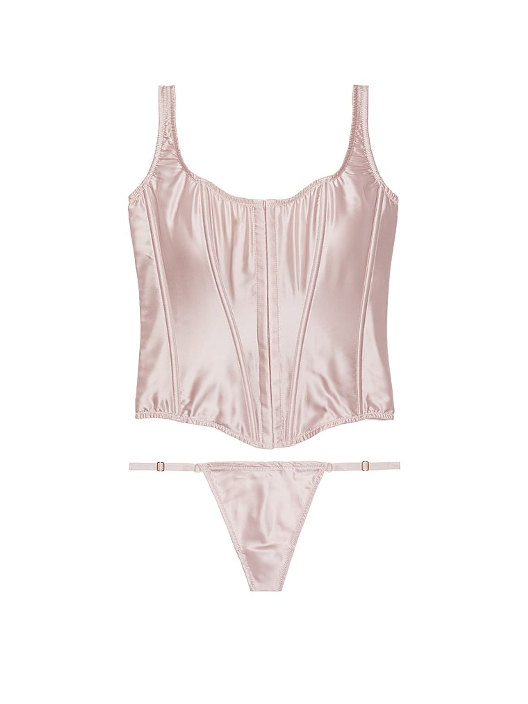 Grey Lilac Purple Archive Satin Corset and Knicker Set - Image 3 of 3