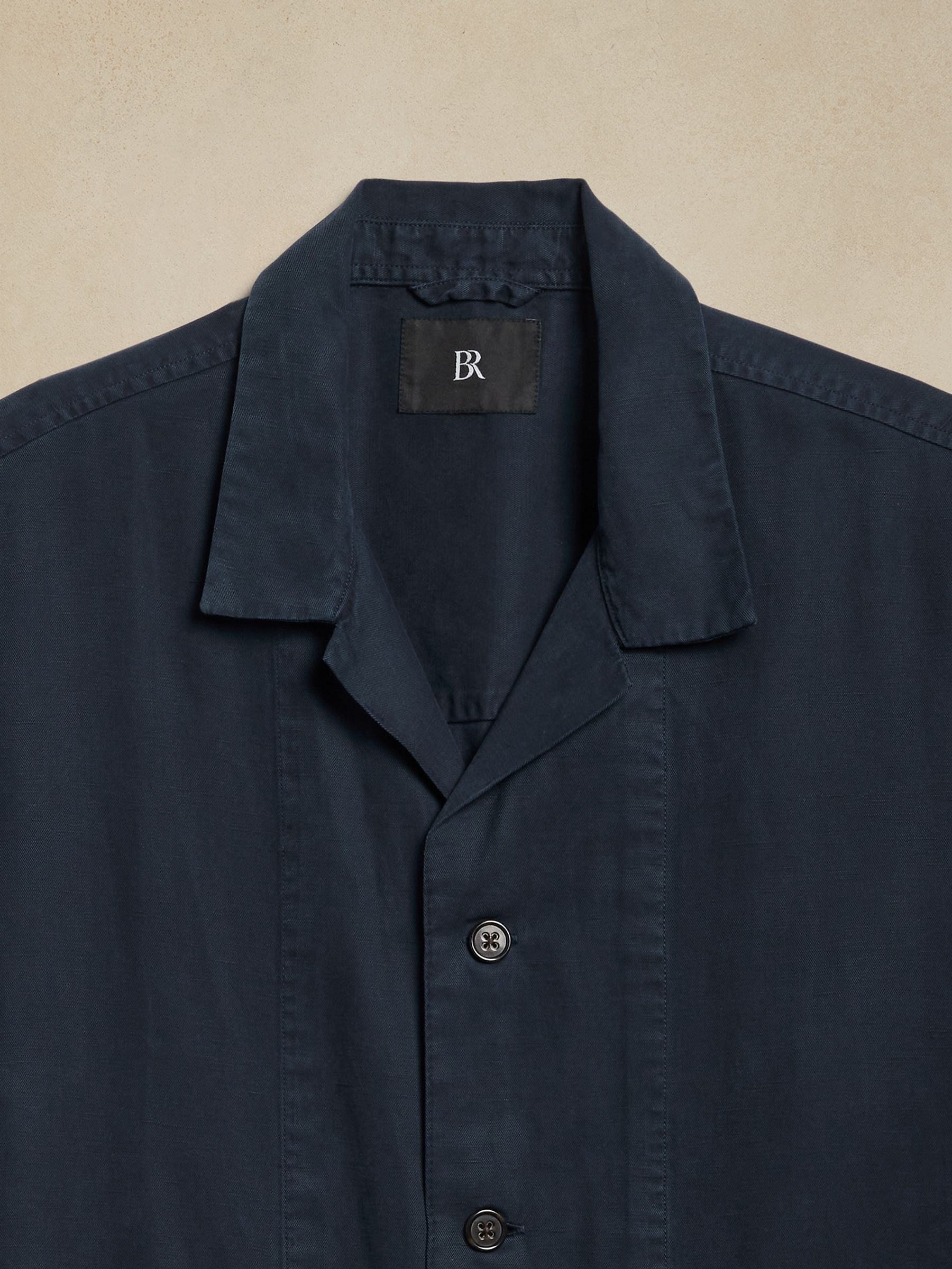 Banana Republic Blue Tencel-Linen Shirt Jacket - Image 2 of 3