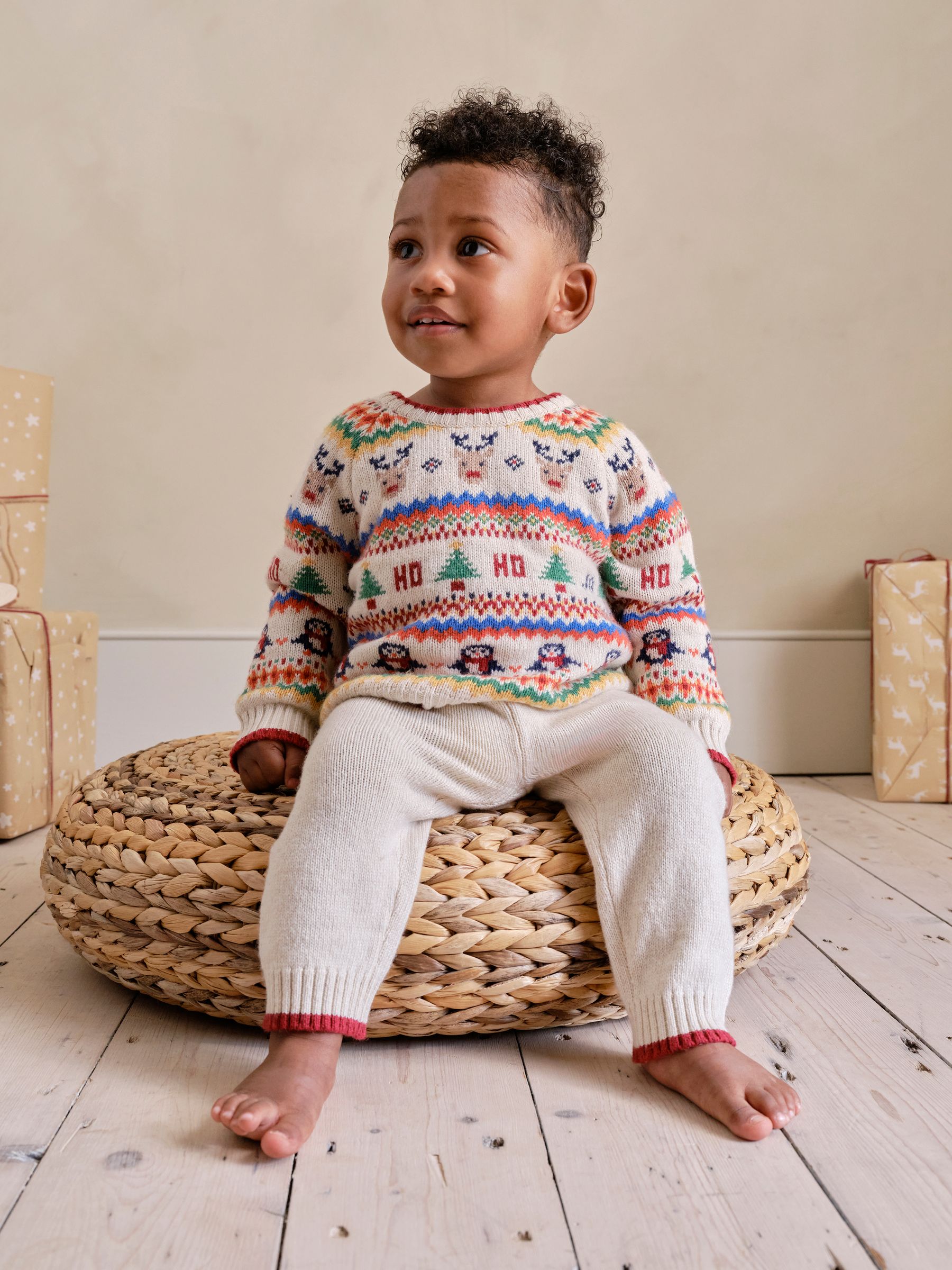 Ecru Knitted Christmas Festive Friends Fair Isle Jumper - Image 7 of 11