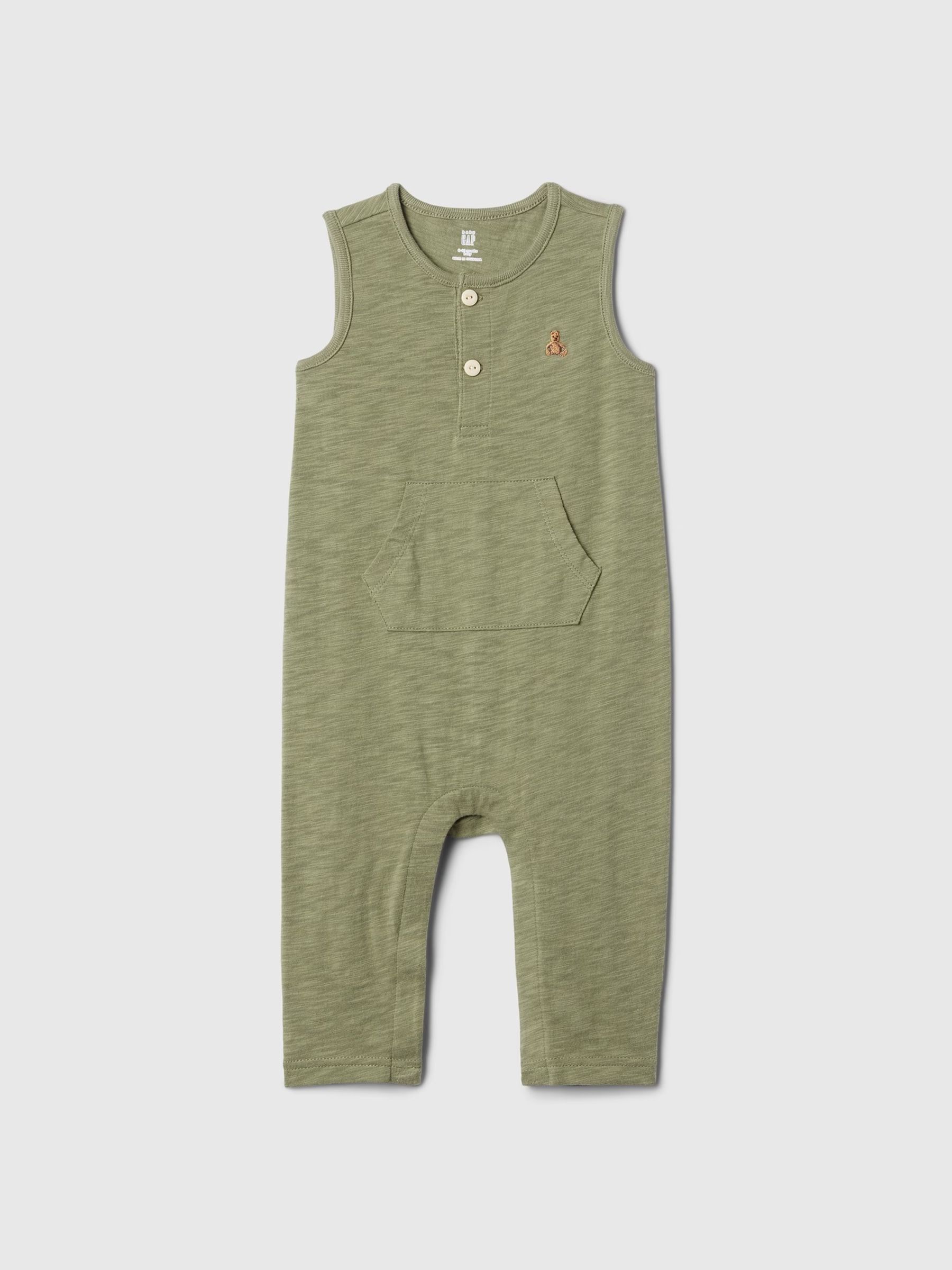 Green Brannan Bear Henley Tank Rompersuit - Image 1 of 2