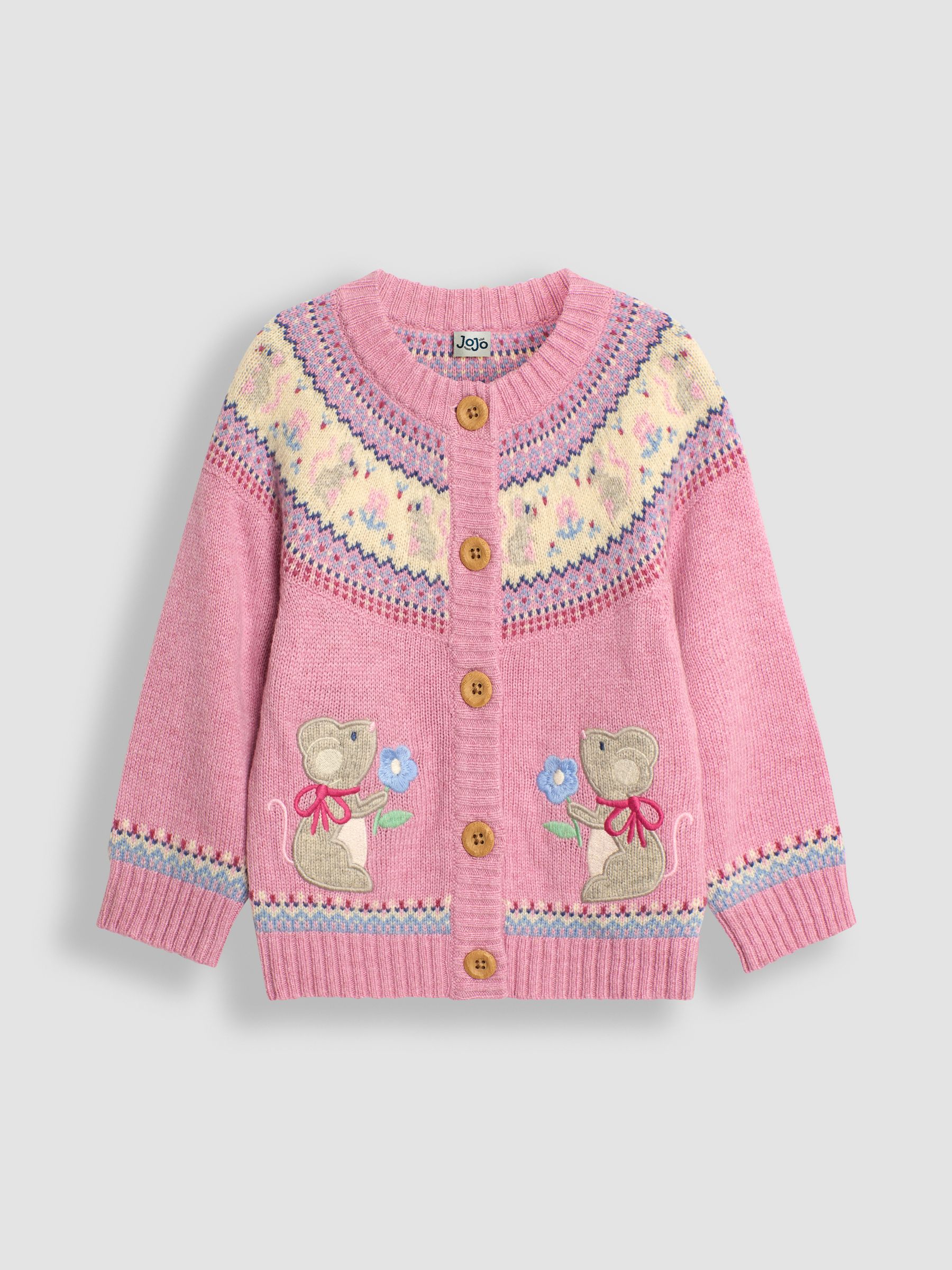 Pink Mouse Knit Fairisle Pattern Cardigan - Image 1 of 3