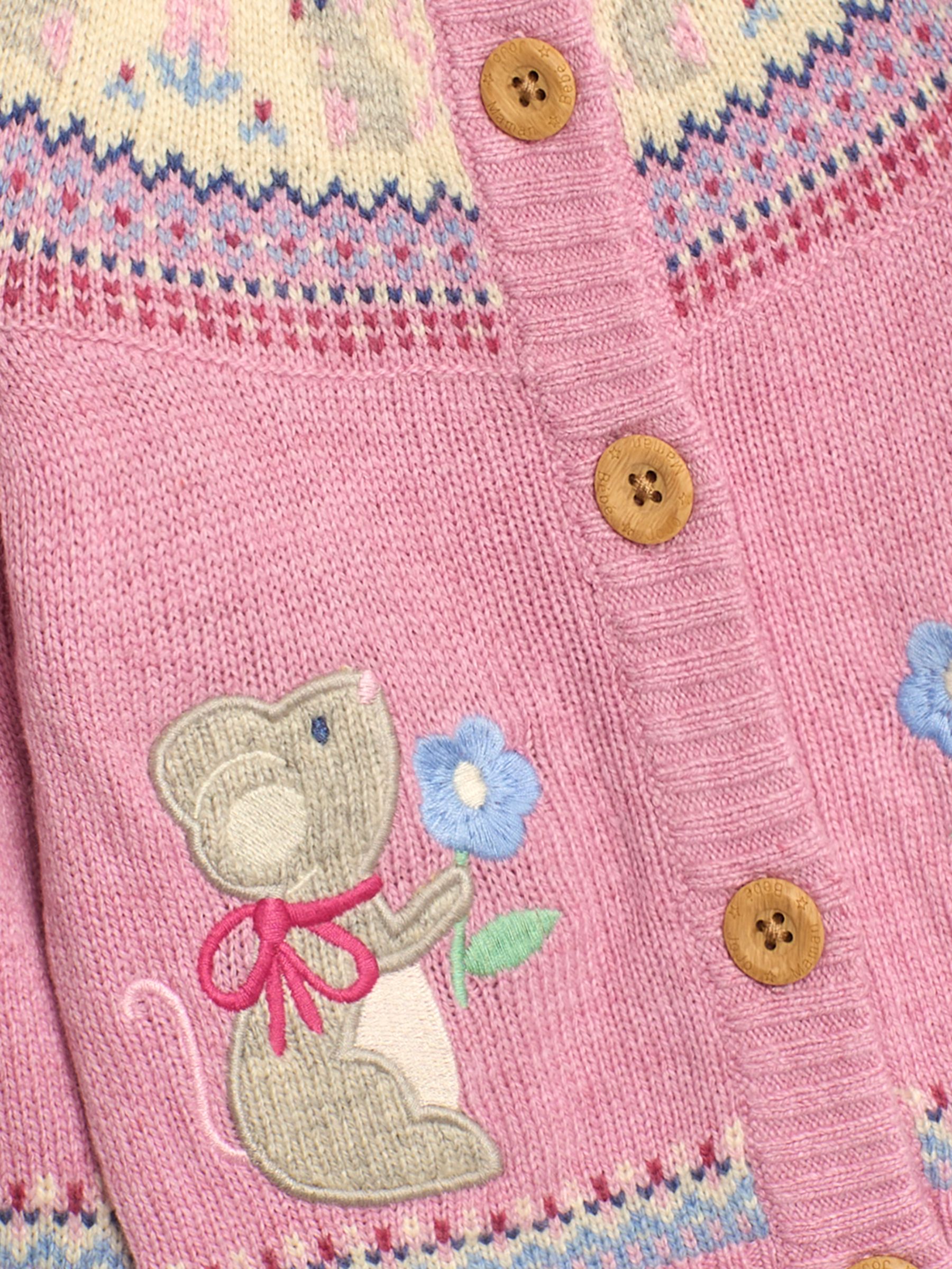 Pink Mouse Knit Fairisle Pattern Cardigan - Image 3 of 3