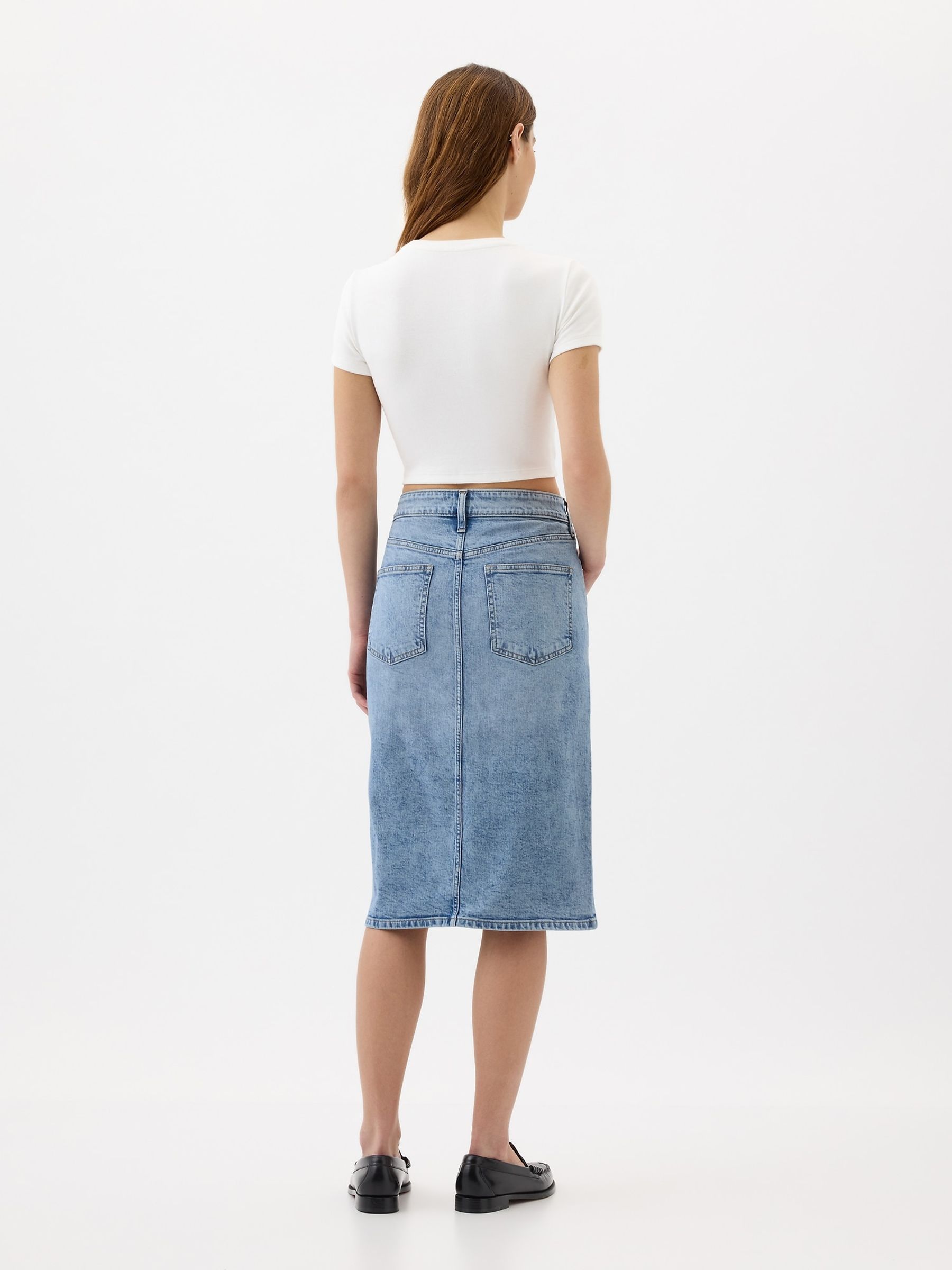 Blue Denim Midi Skirt - Image 2 of 4