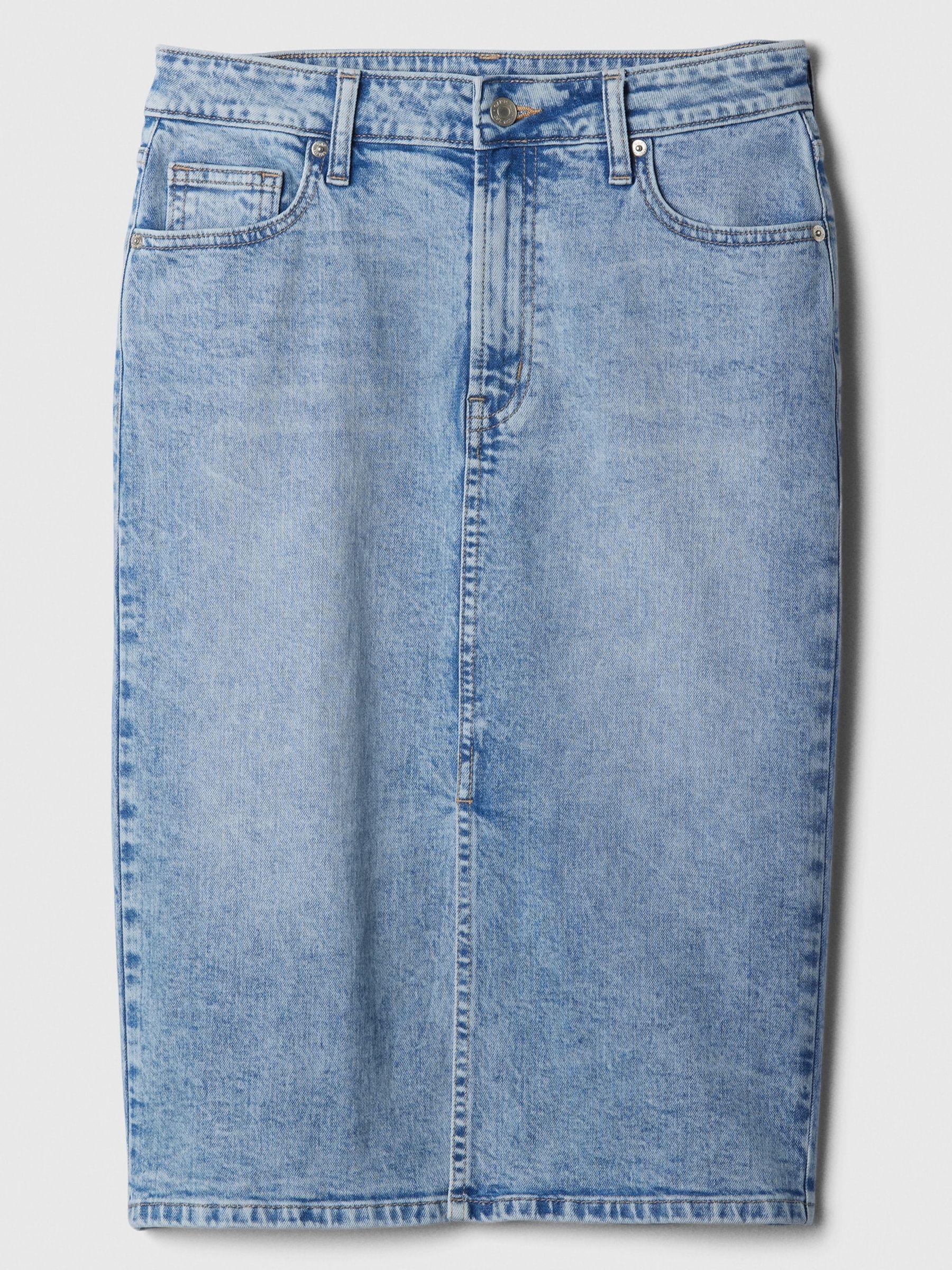 Blue Denim Midi Skirt - Image 3 of 4
