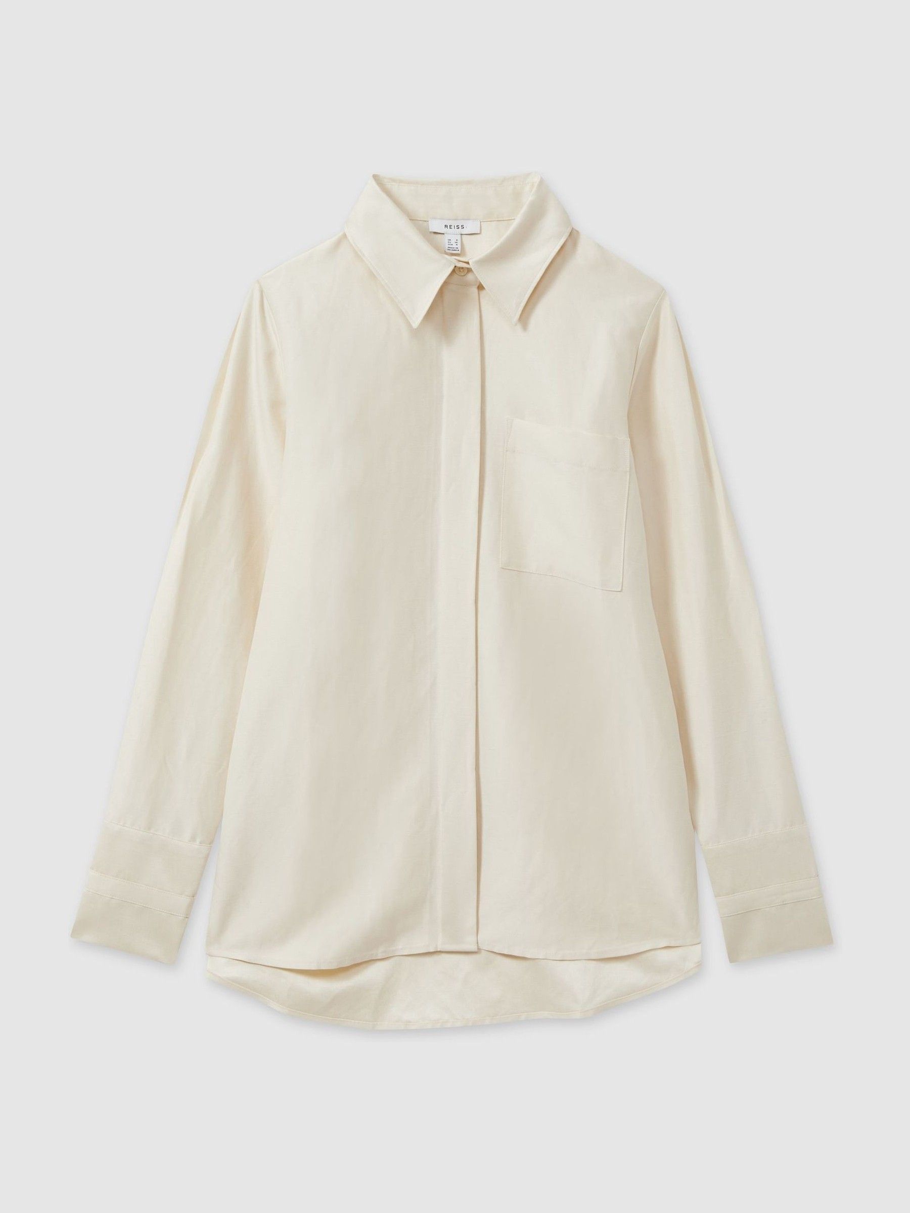Caro Beige Viscose-Linen High-Low Shirt - Image 2 of 7