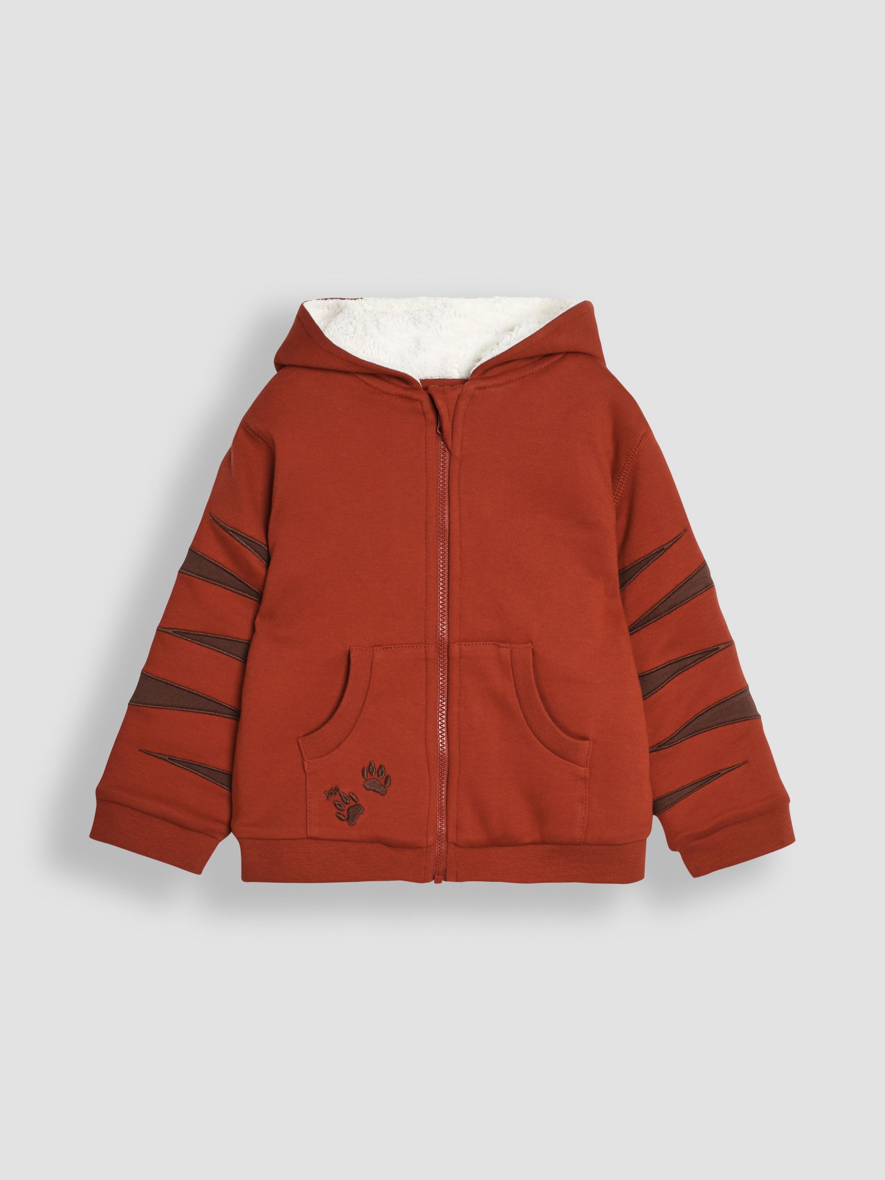 Rust Orange Tiger Appliqué Novelty Cosy Hoodie - Image 1 of 3
