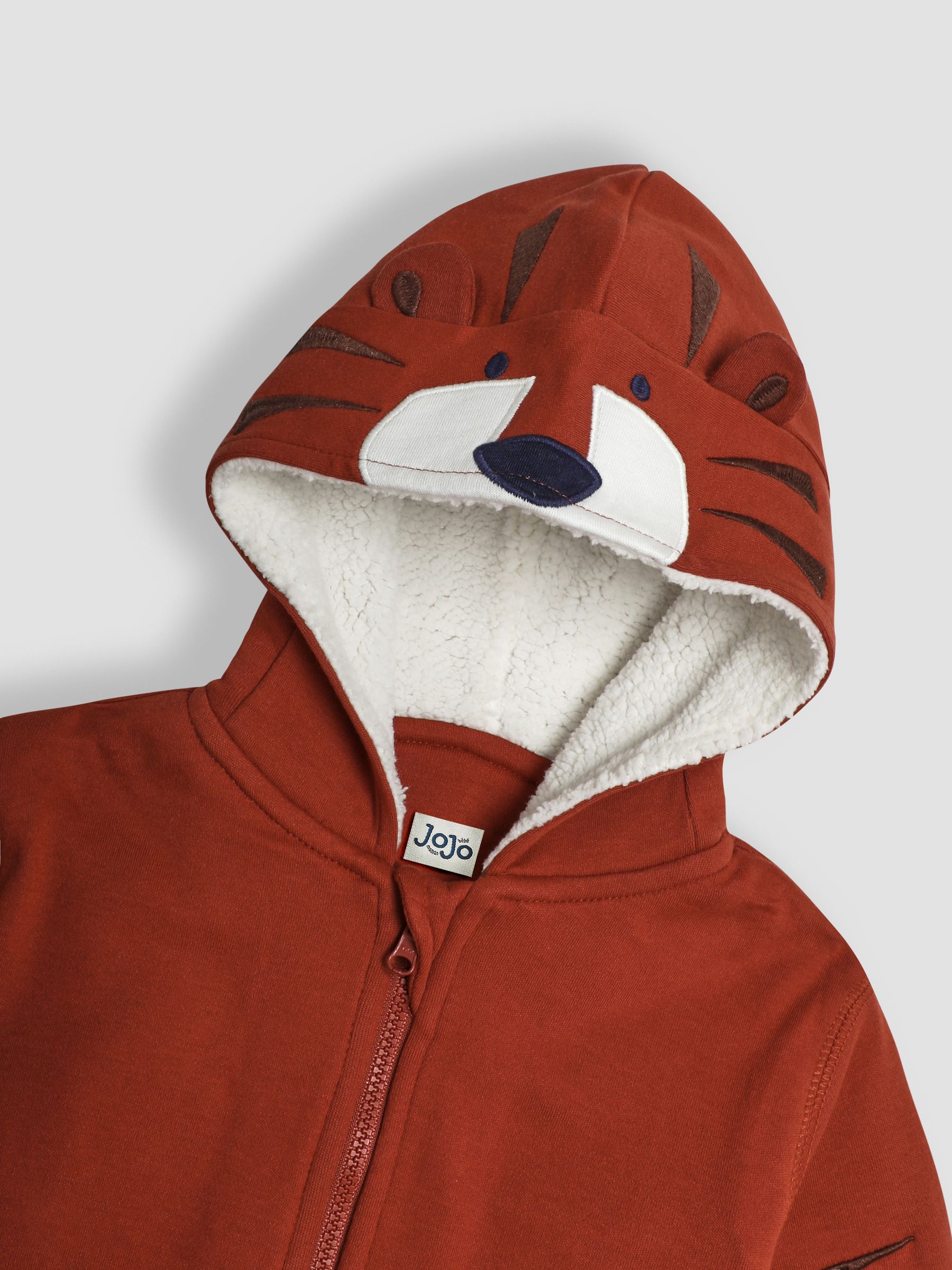 Rust Orange Tiger Appliqué Novelty Cosy Hoodie - Image 3 of 3