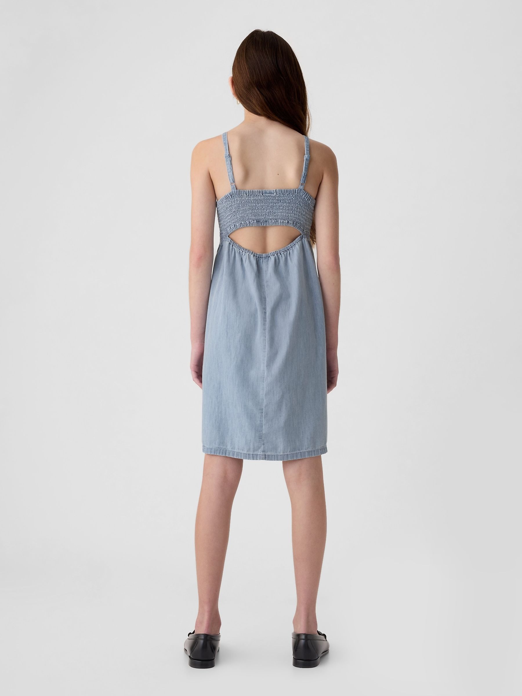 Blue Denim Square Neck Tank Dress - Image 2 of 3