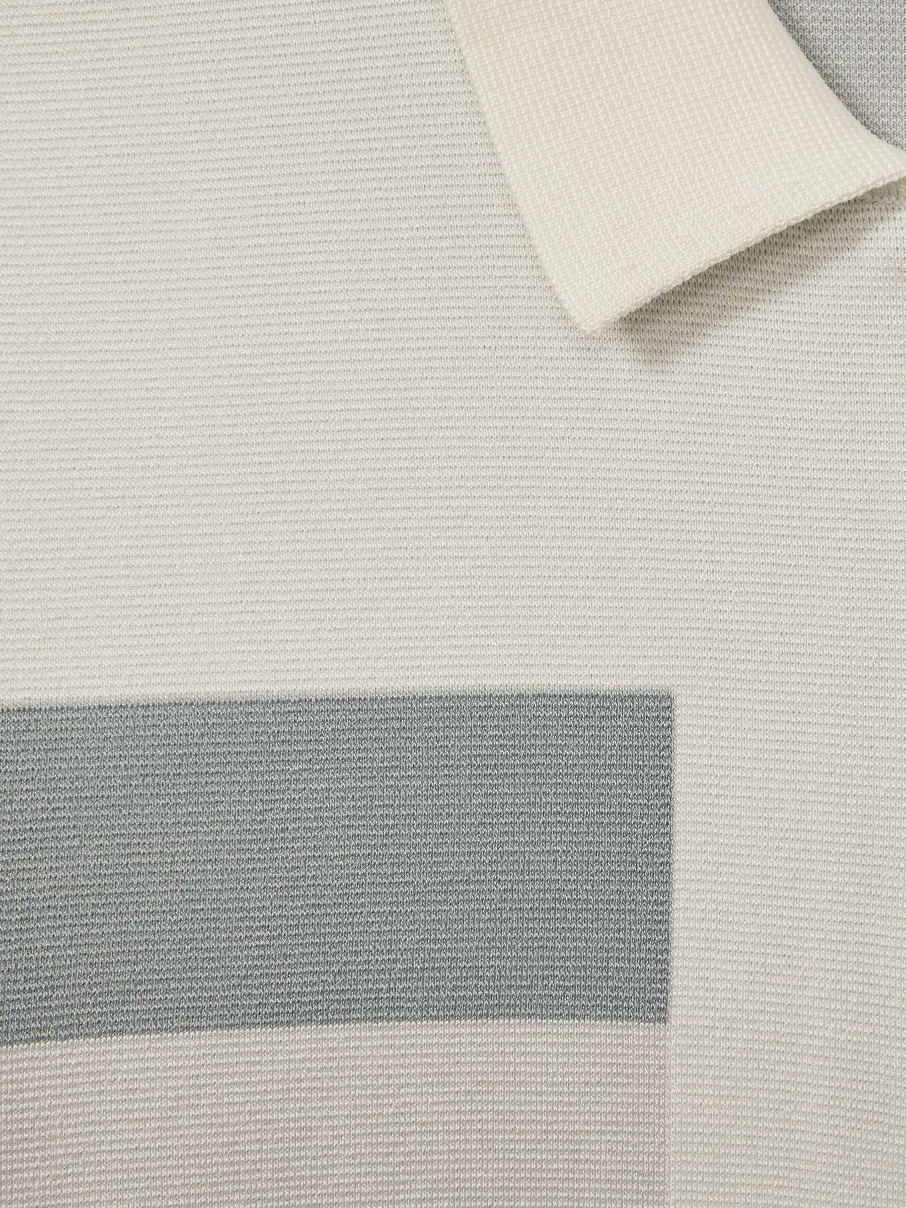 Knitted Colourblock Half-Zip Polo Shirt in Ice Blue - Image 5 of 5