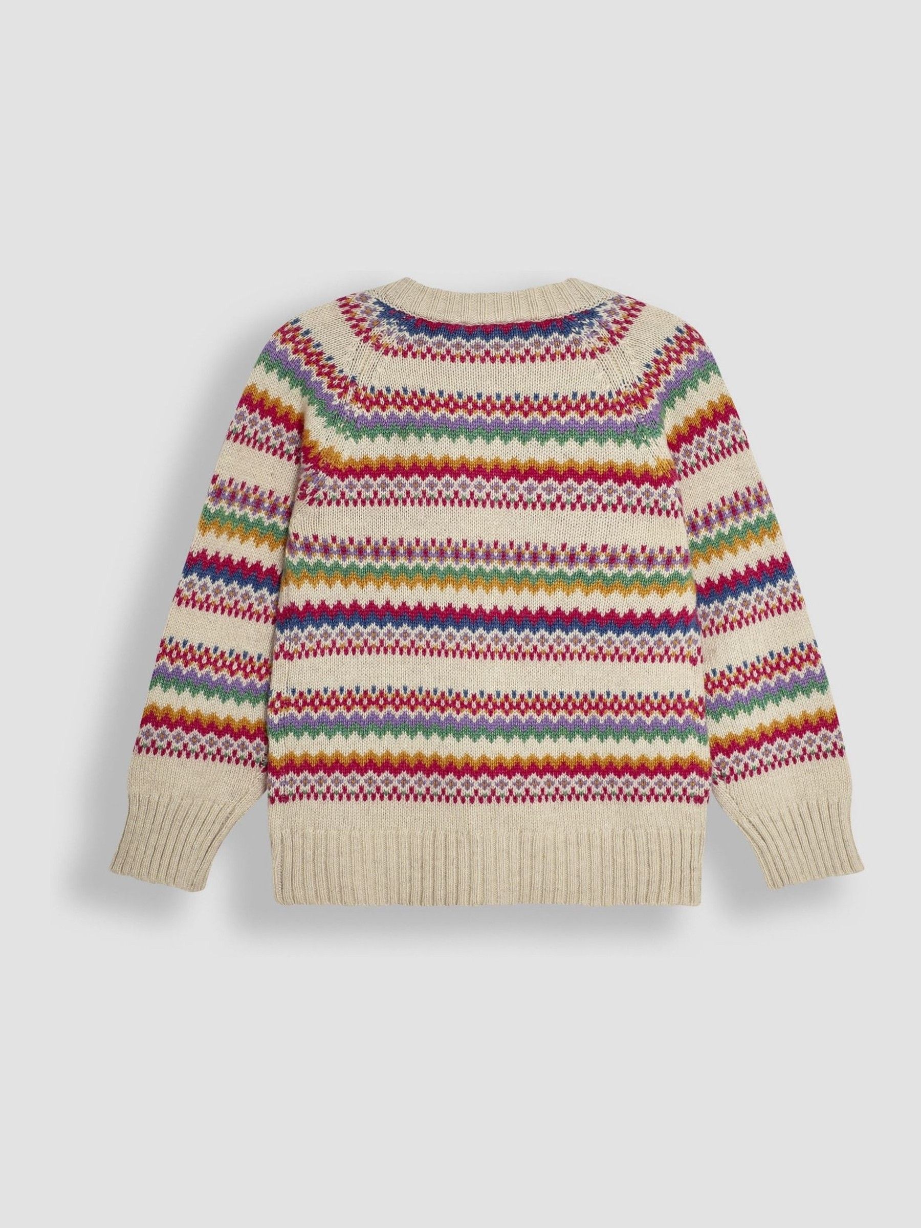 Cream Stripe Dino Knit Fairisle Pattern Cardigan - Image 2 of 3