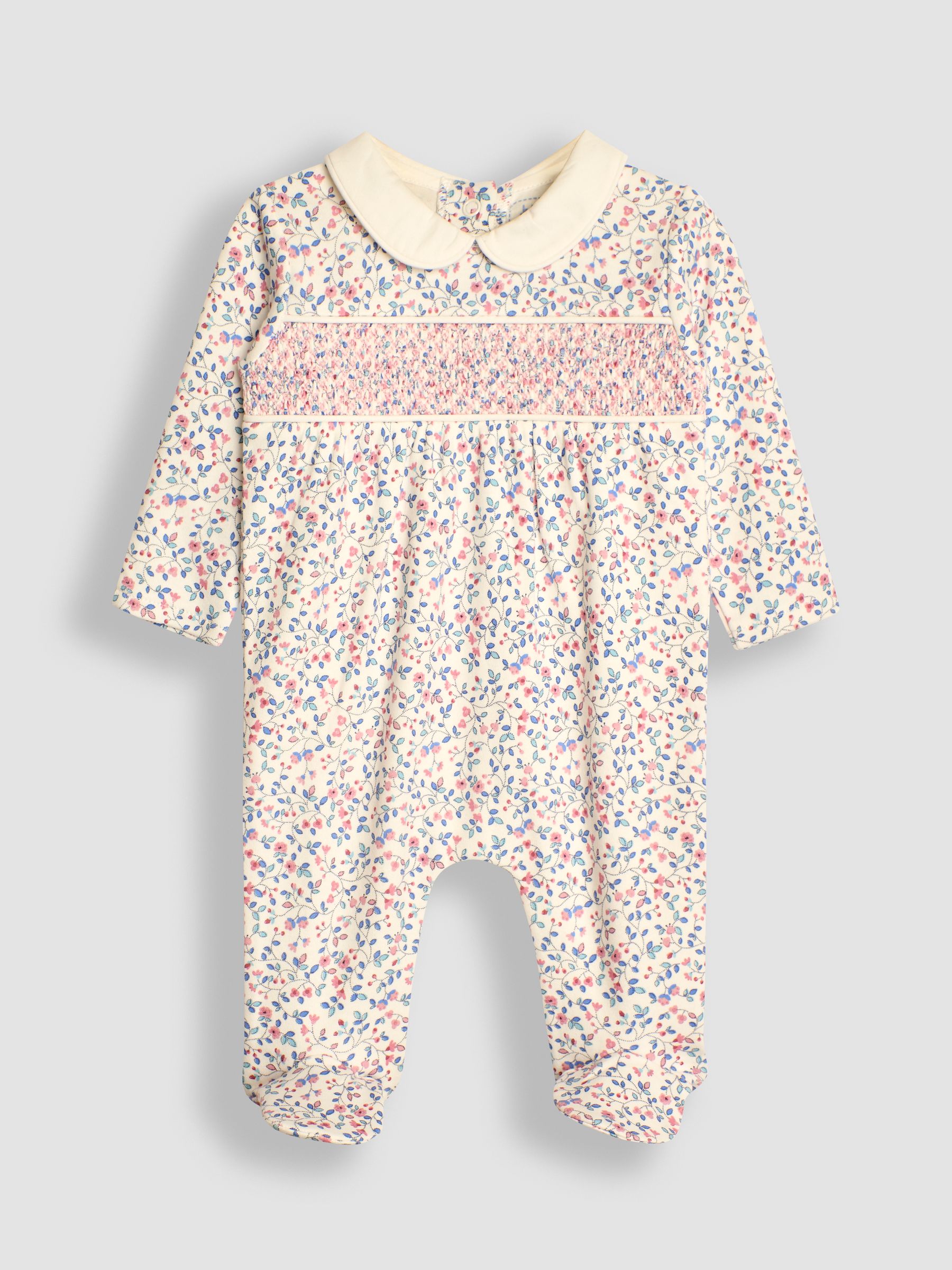 Cream Pretty Smocked Sleepsuit - Image 1 of 3