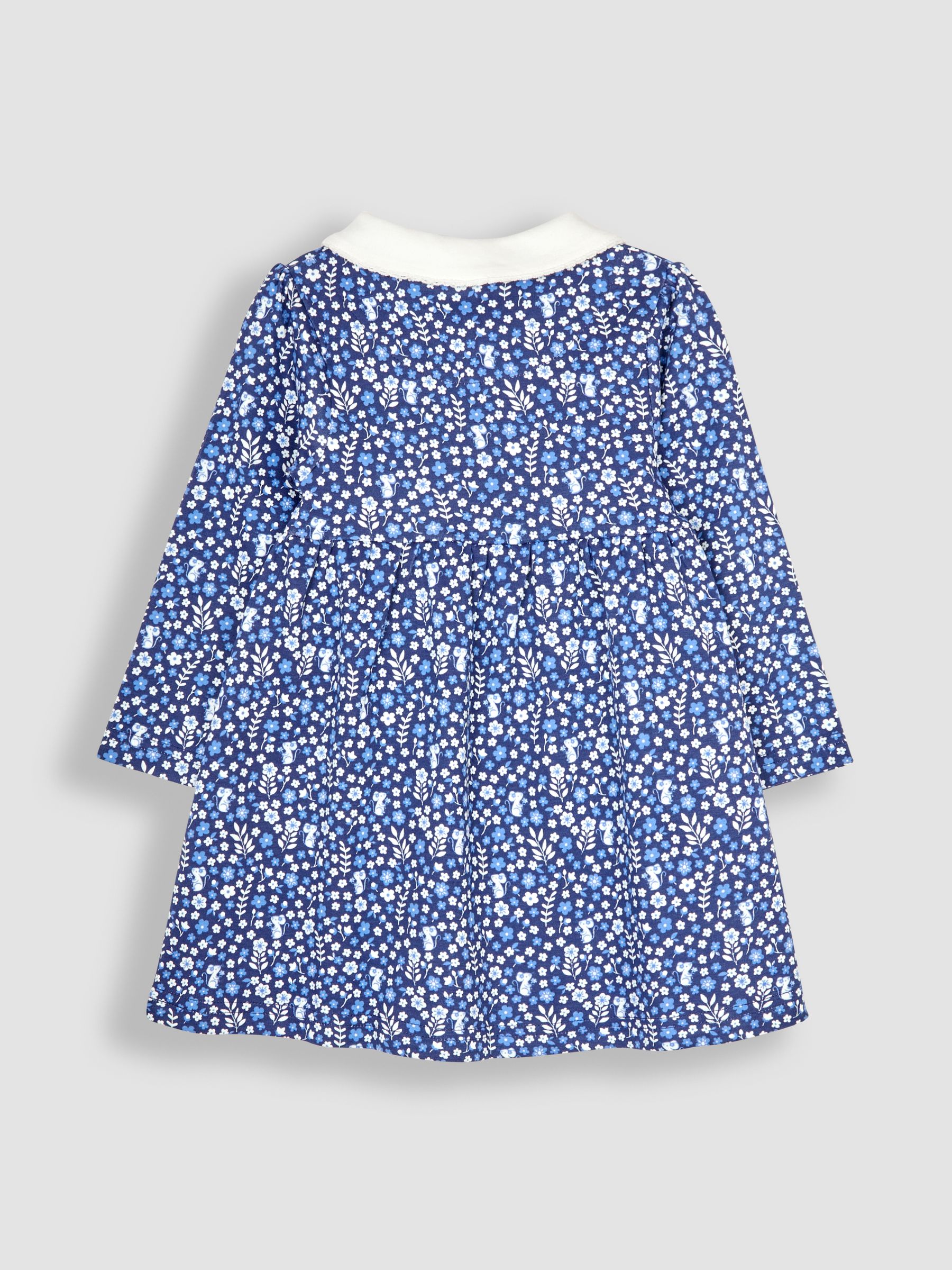 Navy Blue Mouse Floral Peter Pan Dress - Image 2 of 3