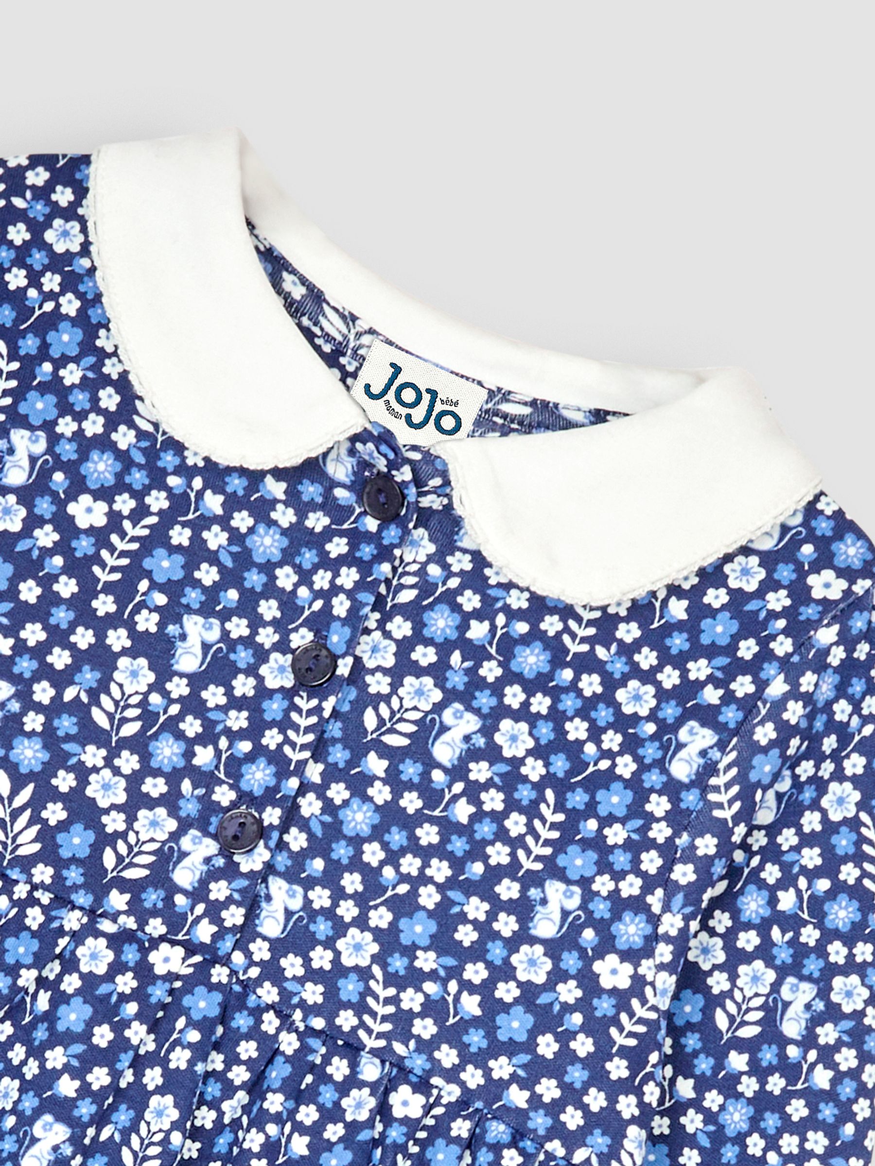 Navy Blue Mouse Floral Peter Pan Dress - Image 3 of 3