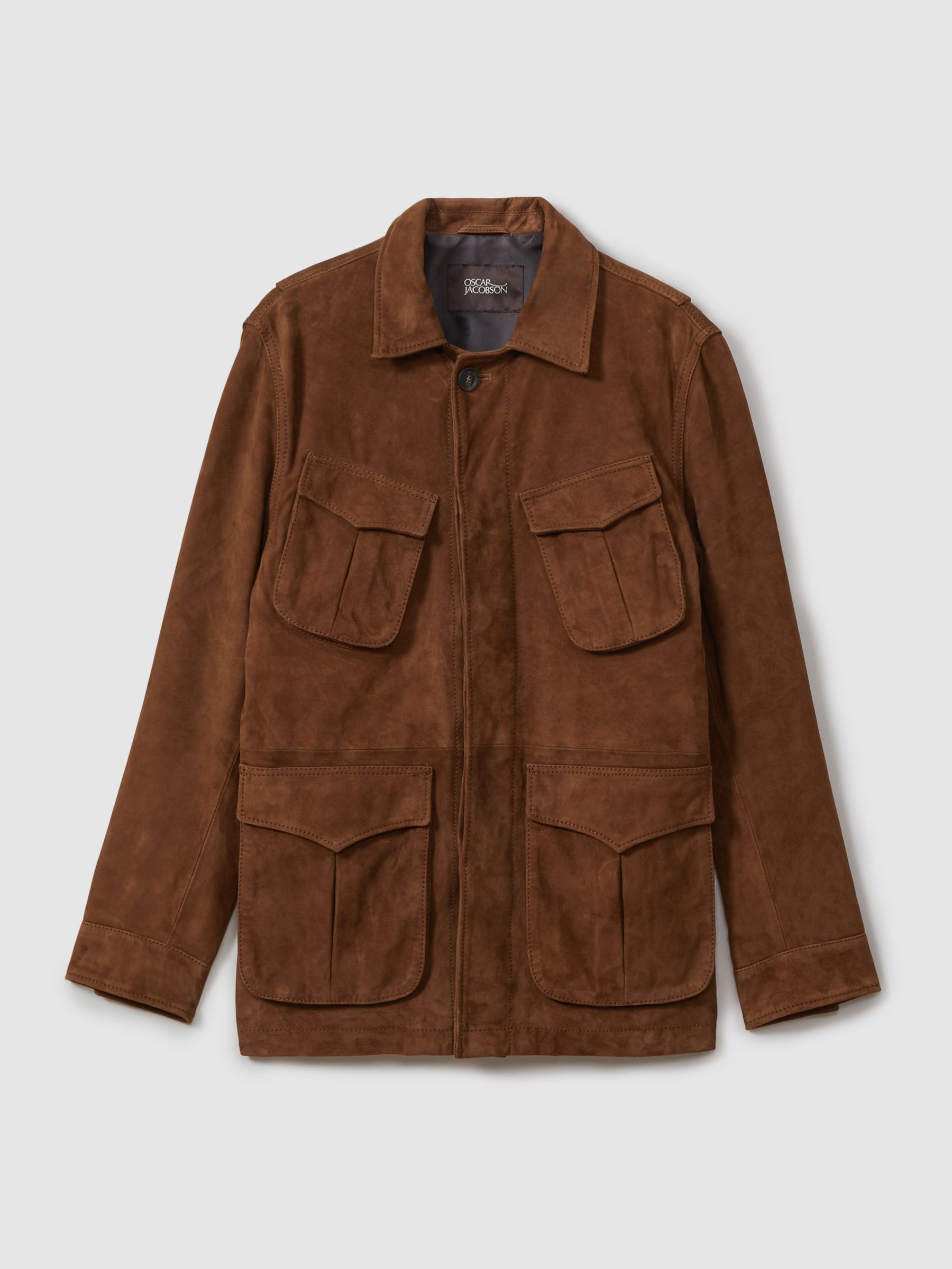 Oscar Jacobson Single Breasted Workwear Jacket in Brown - Image 2 of 5 Oscar Jacobson Single Breasted Workwear Jacket in Brown - Image 2 of 5